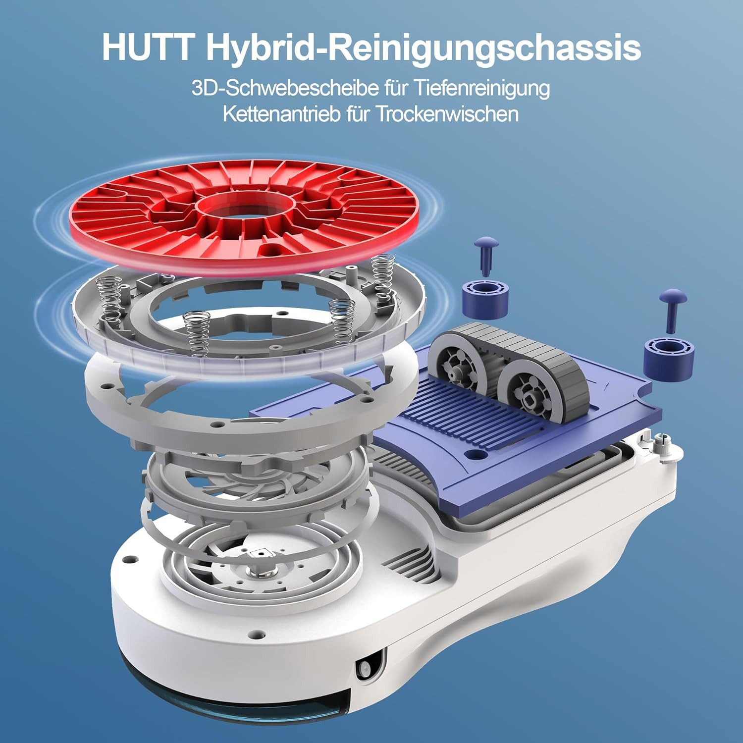 HUTT Fenstersauger R10 Fensterputzroboter, Hybrid Nass-Trocken Reinigungssystem,7000pa, (1-St) Anti-Drop-System,Automatische Fensterreinigung