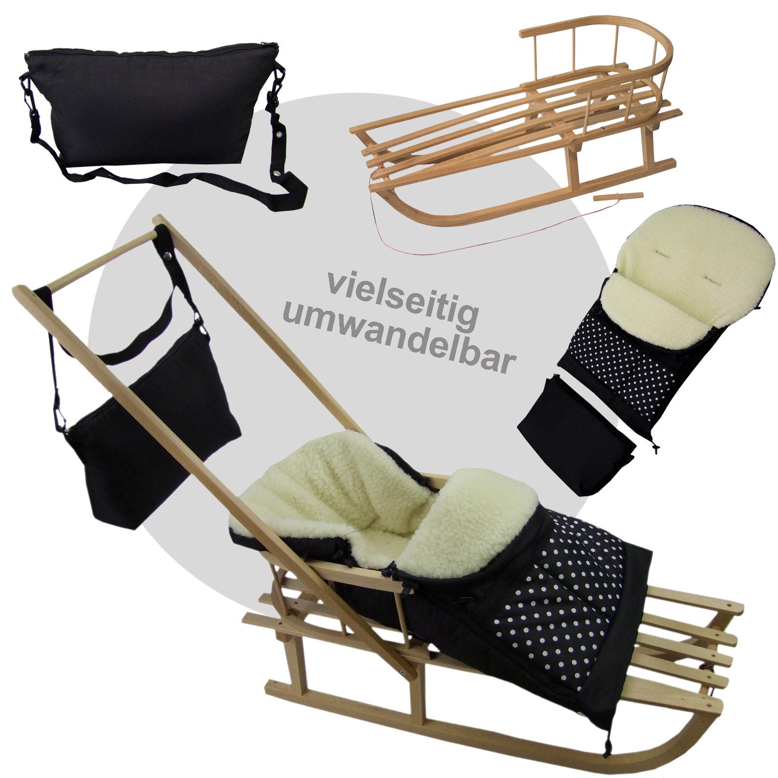 BambiniWelt by Rafael K. Fußsack Winterfußsack Wintersack Kinderwagen Buggy universal Lammwolle 3in1, geeignet für 3 und 5-Punkt-Gurtsysteme