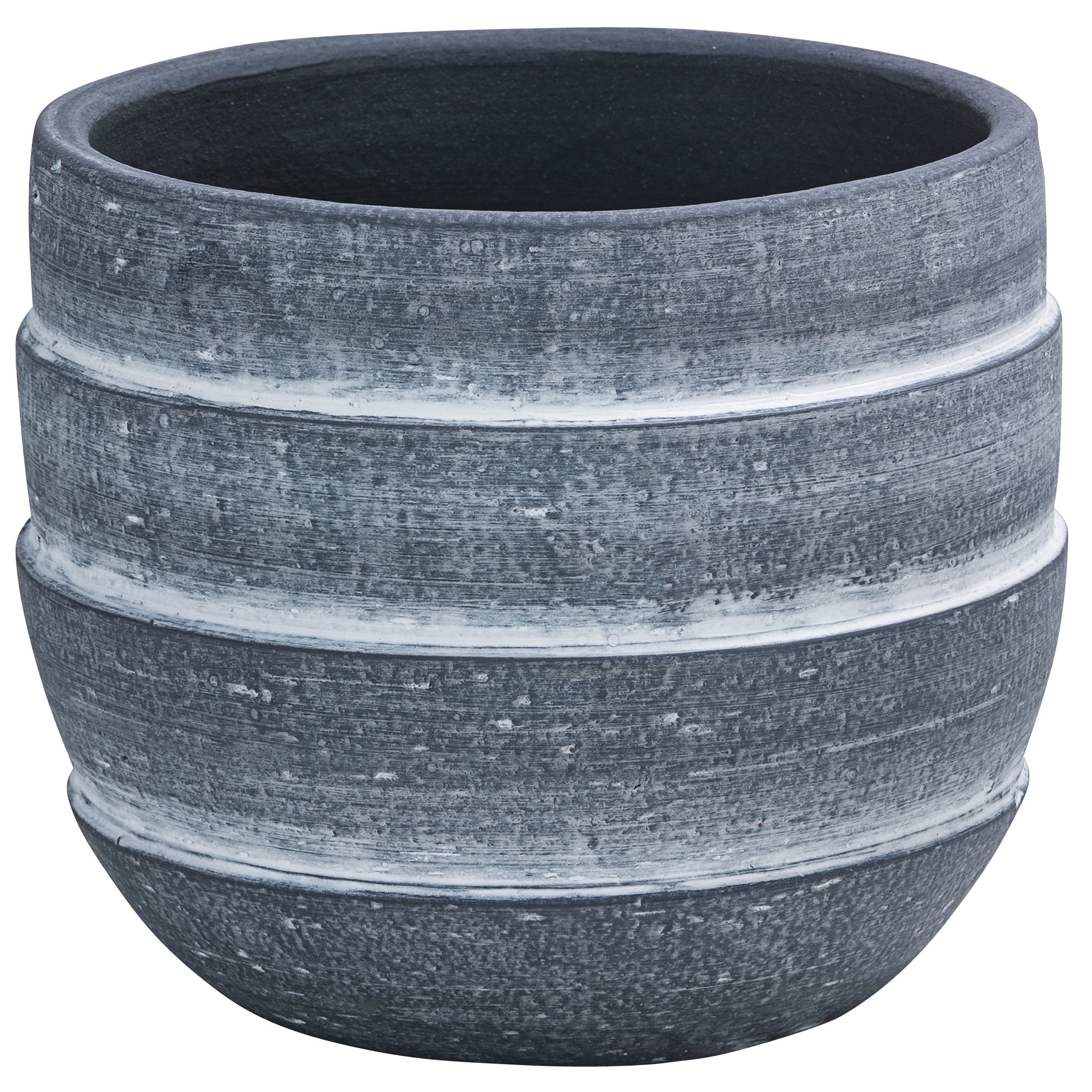 Dehner Übertopf Eneas, konische Form, Keramik, grau, handgefertigter Indoor Blumentopf mit matter Oberfläche