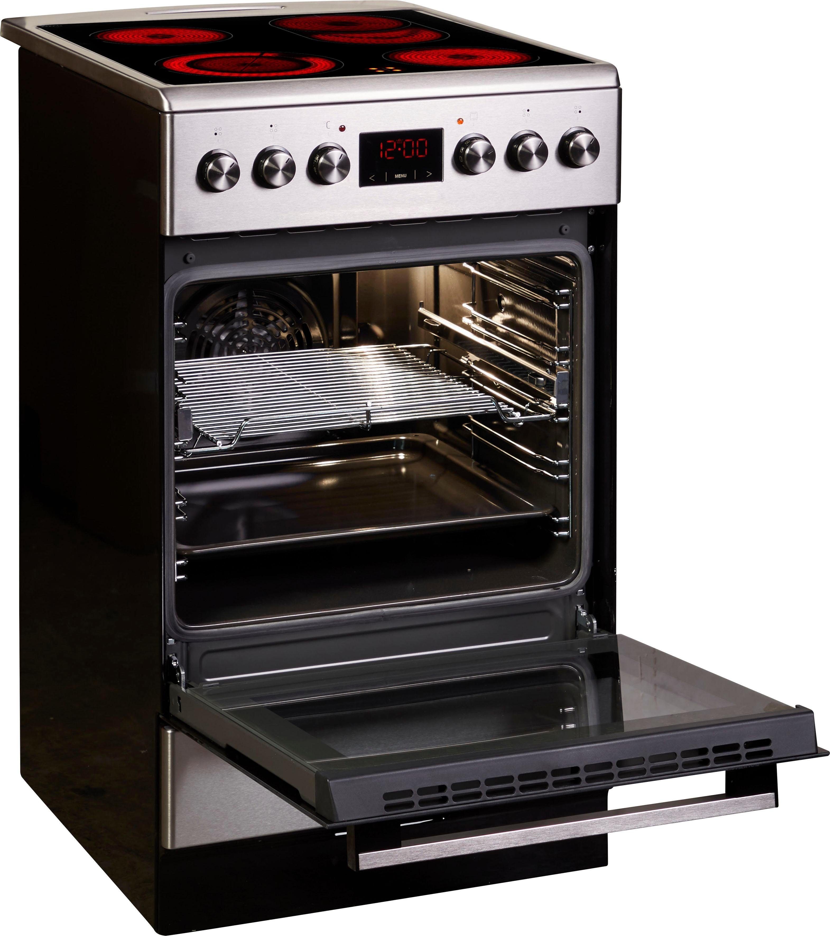 Amica Elektro-Standherd SHC 903 001 E, mit 1-fach-Teleskopauszug, Steam Clean, Komfortables Kochen und Backen mit bequemer Handhabung