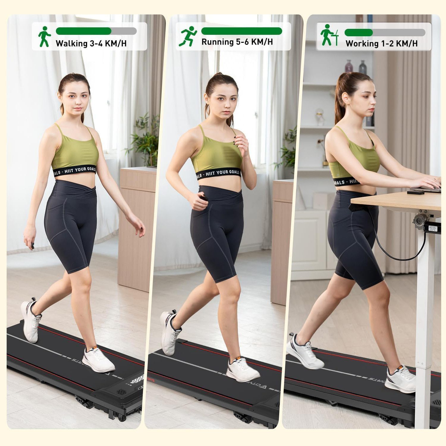 CITYSPORTS Laufband WP6 Walking/Jogging Pad 440W mit klappbarem Steigung (Mit toolkit,mit Schmiermittel), für zuhause mit Fernbedienung Bluetooth LED Dispaly,1-6KM/H