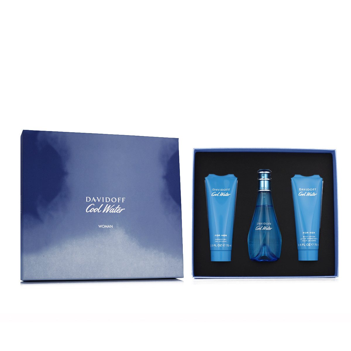 DAVIDOFF Duft-Set Cool Water Woman, 3-tlg., Eau de Toilette; Bodylotion; Duschgel;