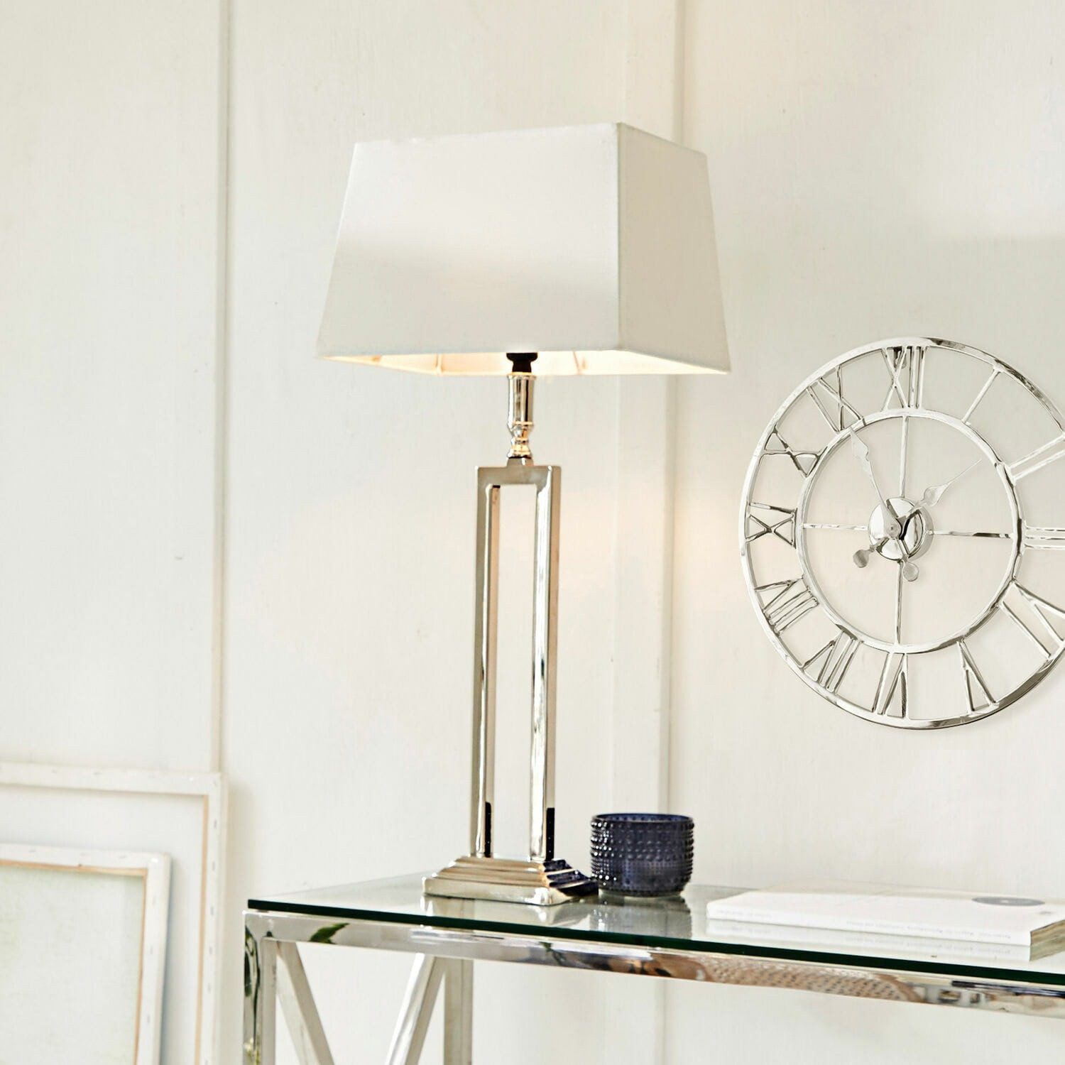 Mirabeau Tischleuchte Tischlampe Kinshaa creme/silber