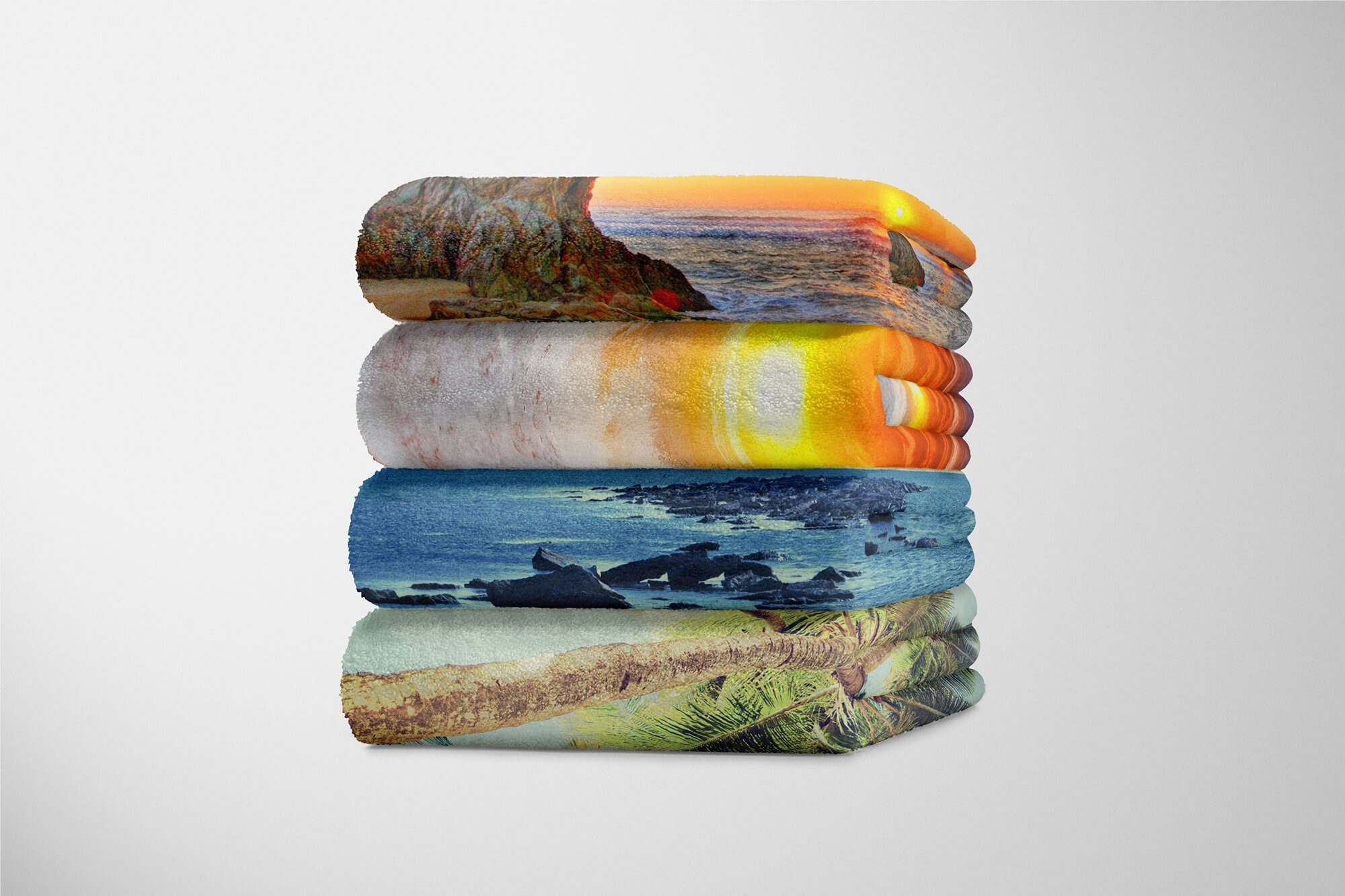 Art Sinus Fotomotiv Meer Handtuch Baumwolle-Polyester-Mix mit Kuscheldecke Saunatuch Steine (1-St), Handtuch Sterne, Strandhandtuch Handtücher