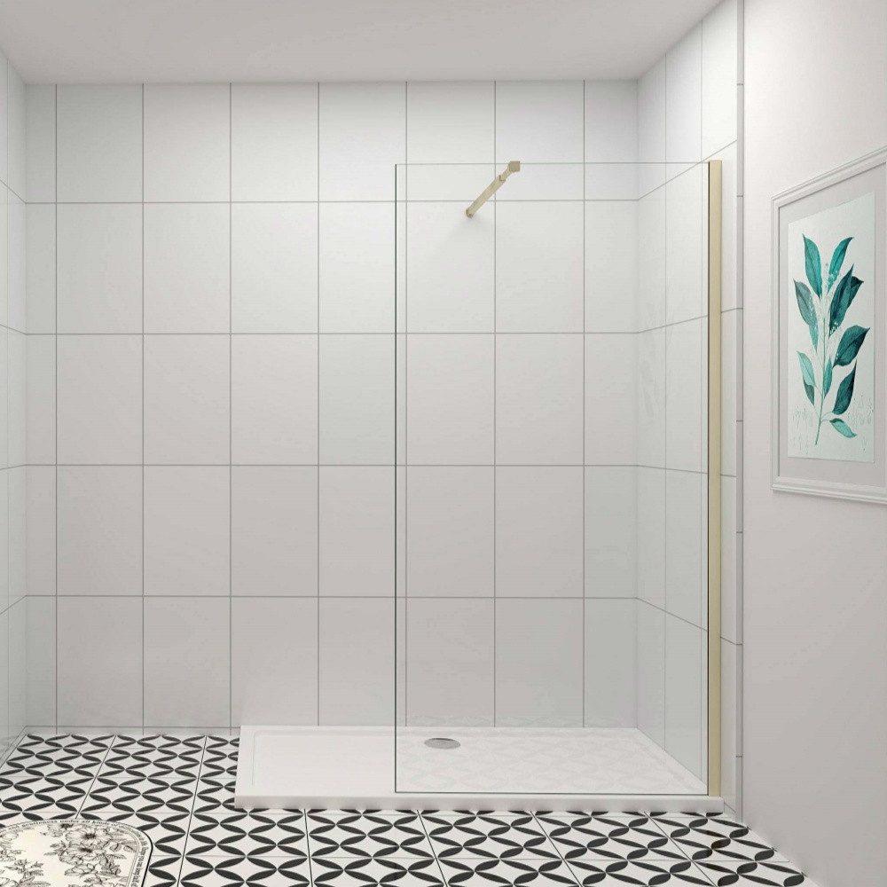 Duschparadies Duschwand 8/10 mm ESG Walk in Dusche Trennwand Duschtür Mit Stabilstange, Sicherheitsglas,Einscheibensicherheitsglas, NanoGlas