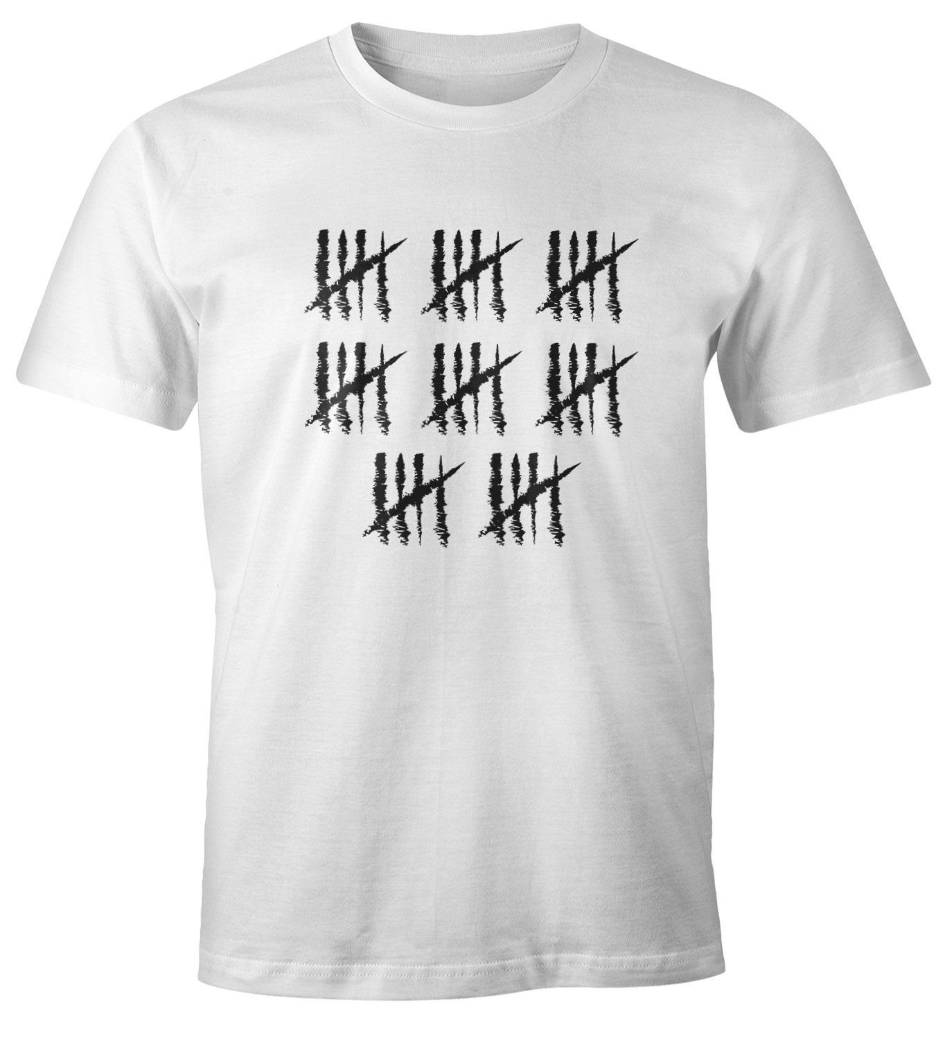 MoonWorks Print-Shirt Herren T-Shirt [object Object] Geburtstag Strichliste Striche Jubiläum Jahrgang Geschenk Alter Fun-Shirt Moonworks® mit Print 40 weiß