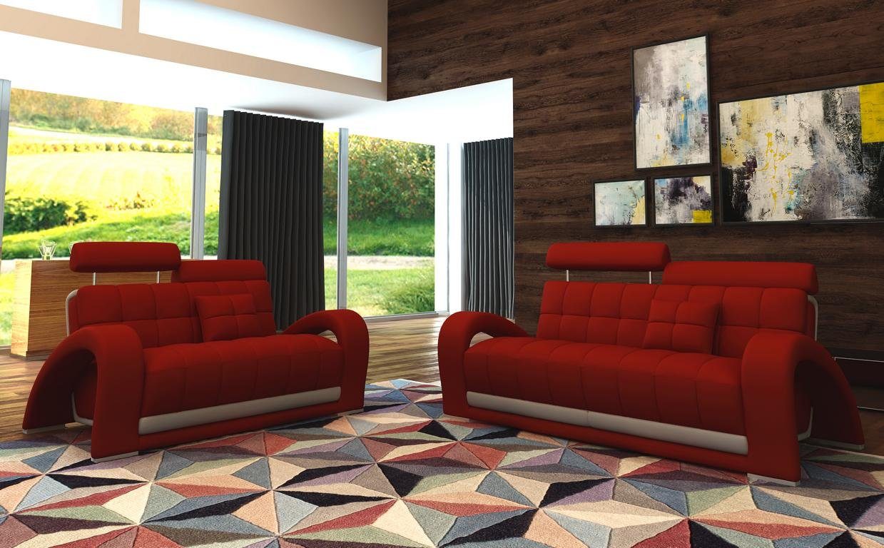 in Sofagarnitur Leder Made Wohnzimmer Garnituren Set, Europe Couch Couch JVmoebel Sofa