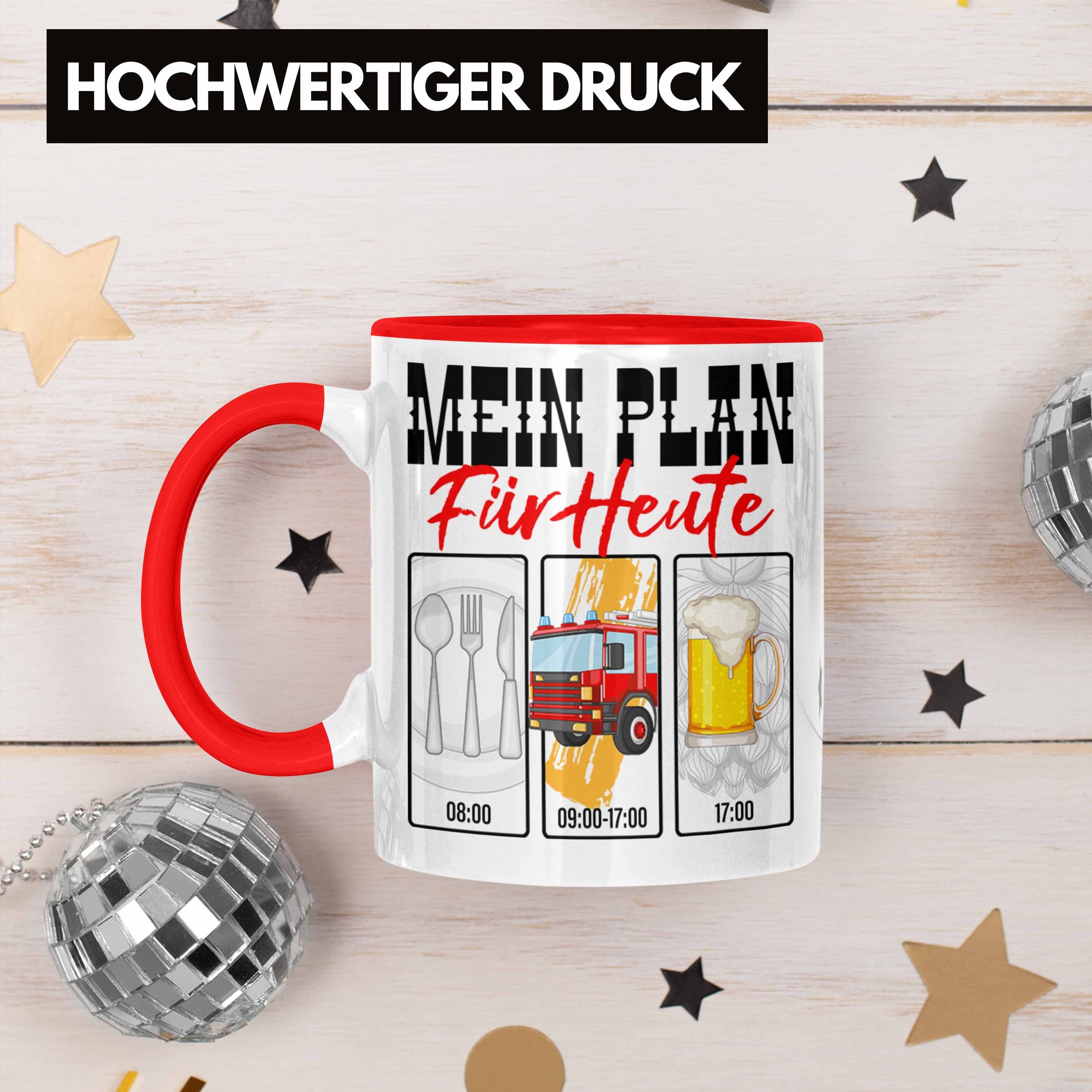 Trendation Tasse Trendation - Feuerwehr Tasse für Feuerwehrmann Geschenk Lustiges Grafi Rot