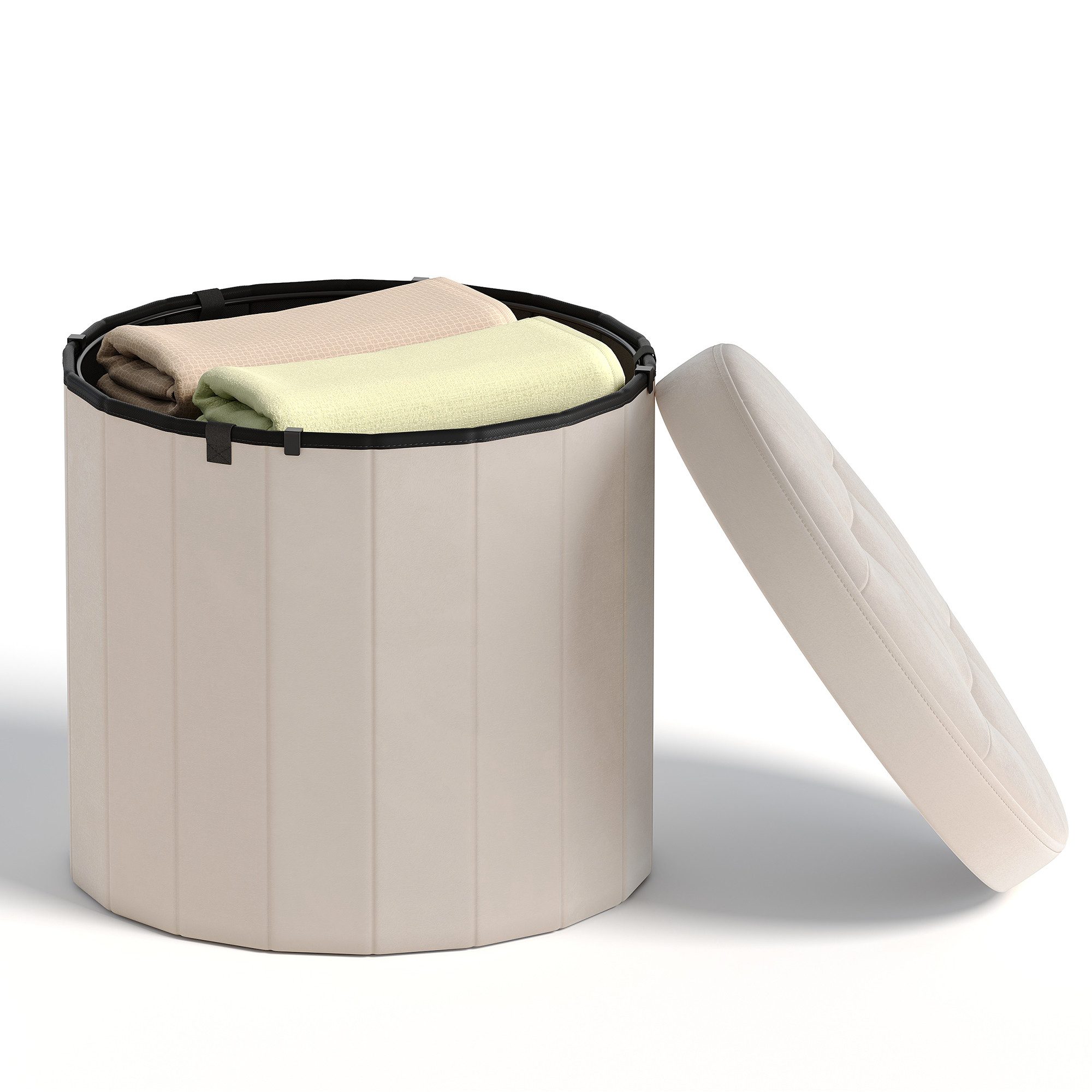 SONGMICS Sitzhocker, Fußhocker mit Stauraum, faltbarer Hocker mit abnehmbar günstig online kaufen