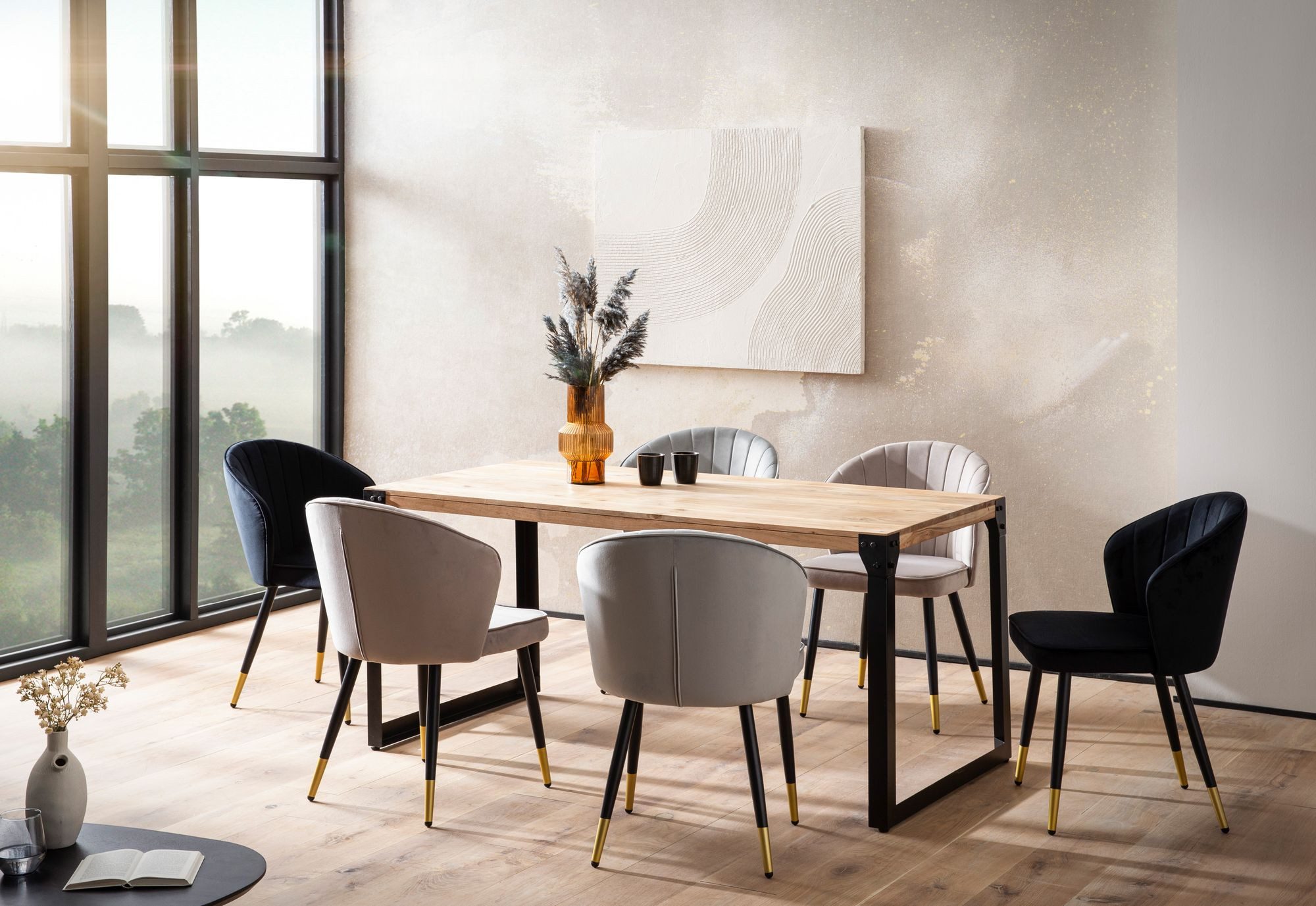 Wohnling Esstisch WL7.046 Esszimmertisch 120 cm Akazie Massivholz Küchentisch Industria (120x60x76 cm, Akazie Massivholz Rechteckig, Modern), Esszimmertisch Klein, Holztisch Esszimmer Modern