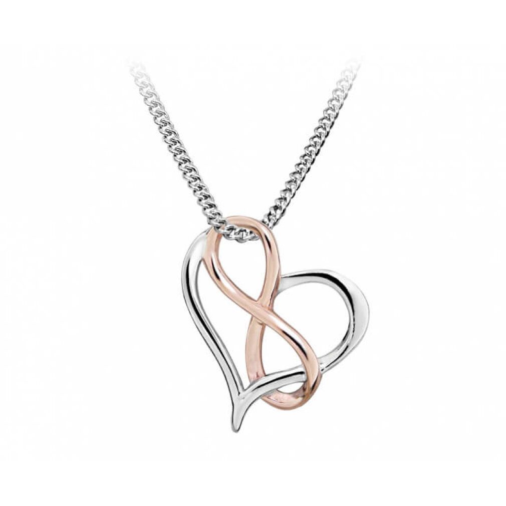 Kette mit Einhänger Romantic heart bicolor necklace with infinity symbol SC428