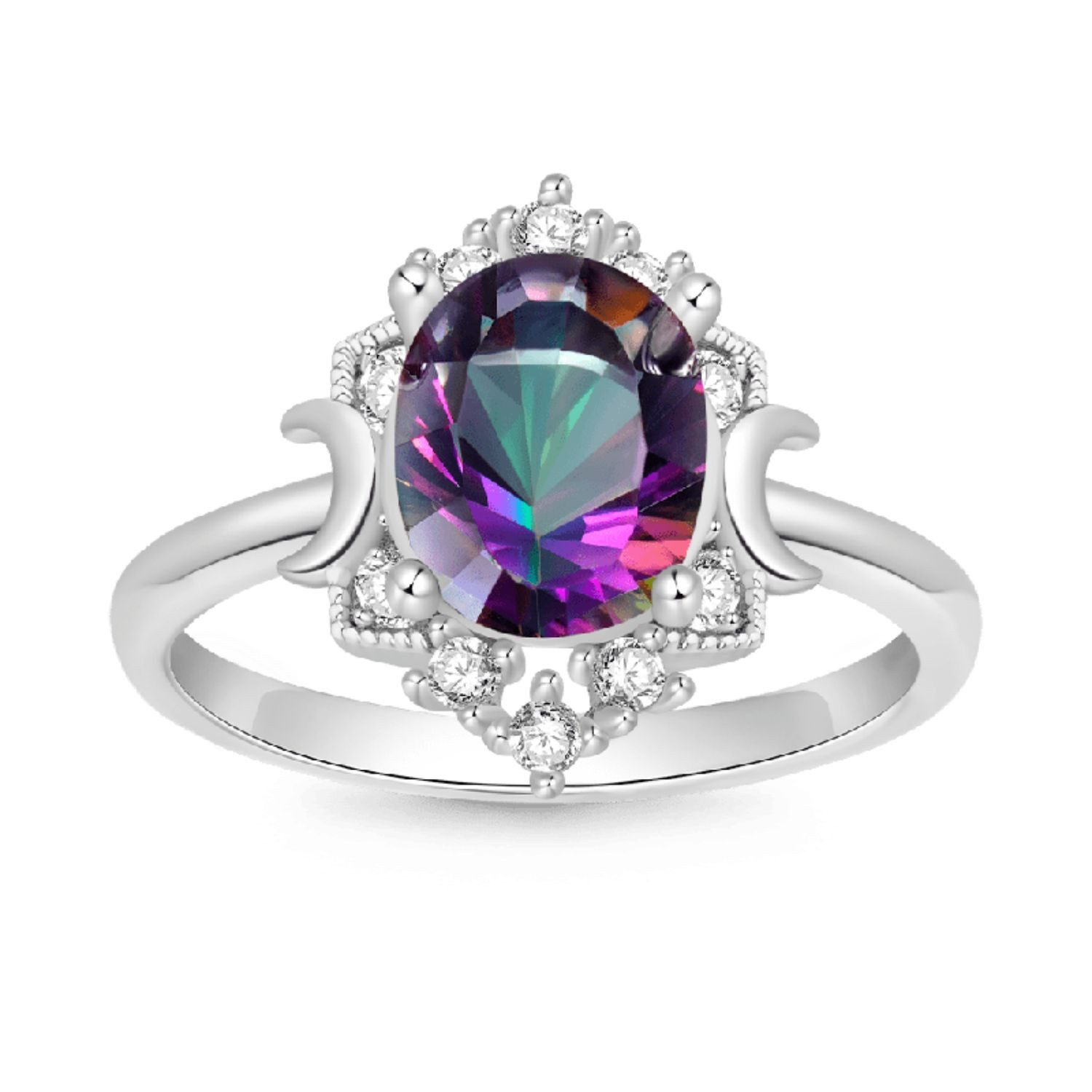 Gnoce Silberring Gnoce Ring mit violett-grünem Stein IGR036-7