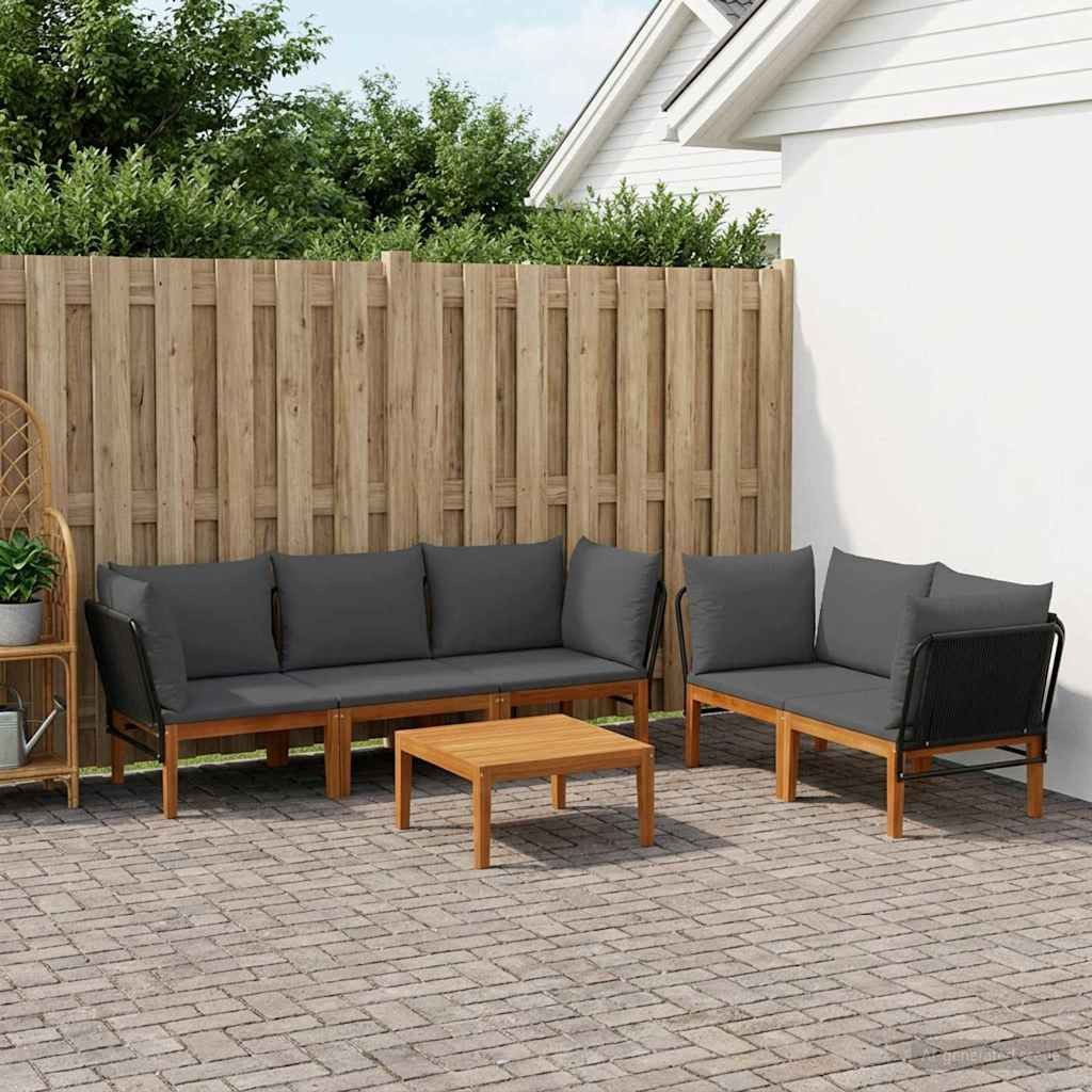 vidaXL Sofaelement 6 Stk. Massives nholz & Seil Natur (6 St)