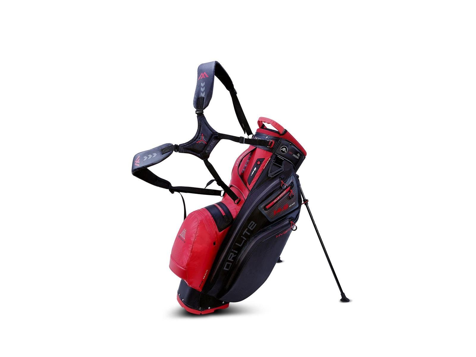 Standbag, MAX Hybrid Max I Big Golf Divider Ständerbag 2 Golfreisetasche BIG Lite Dri 14-fach Wasserabweisend Rot/Schwarz