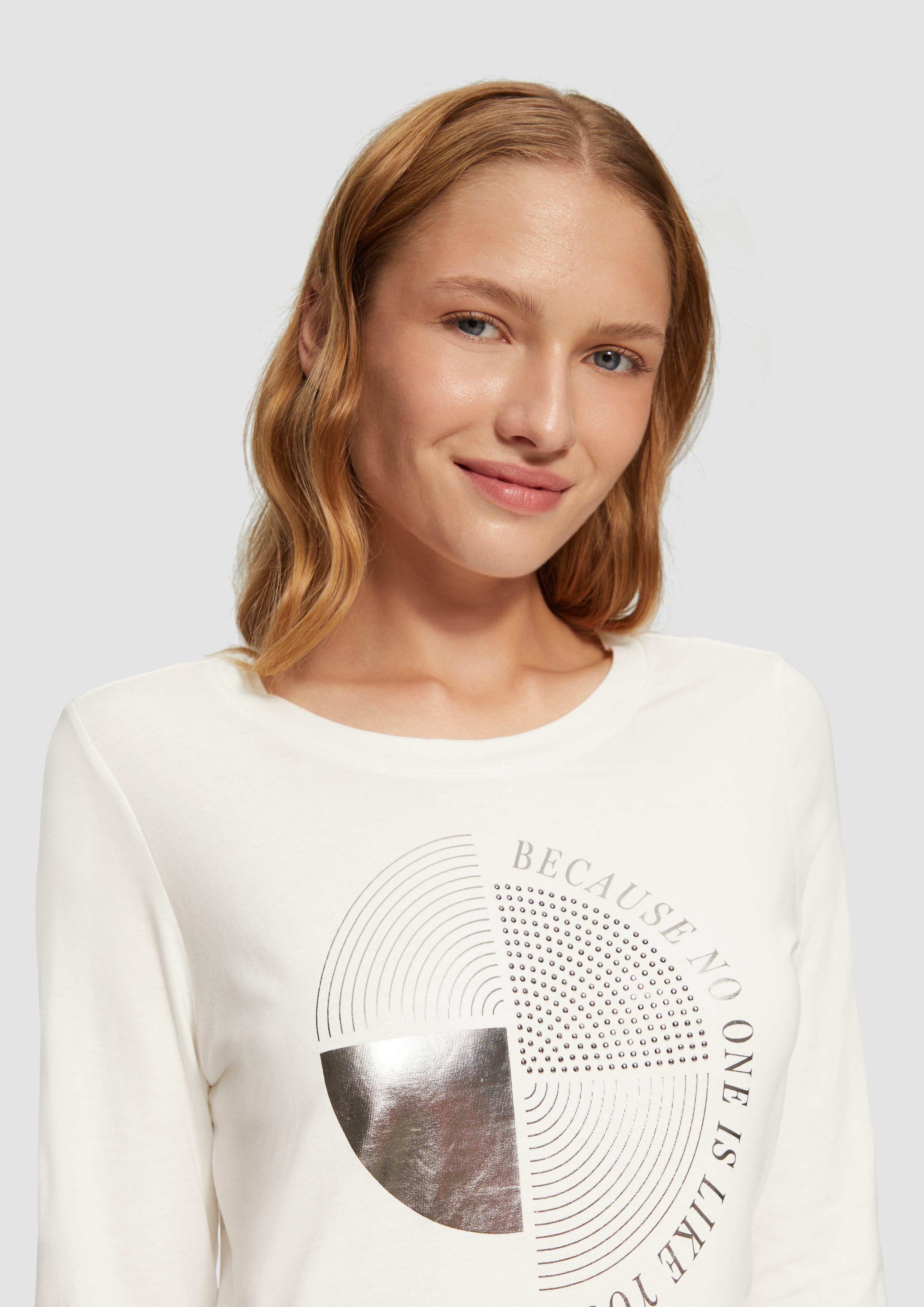 s.Oliver Langarmshirt Longsleeve mit Metallic-Print und günstig online kaufen