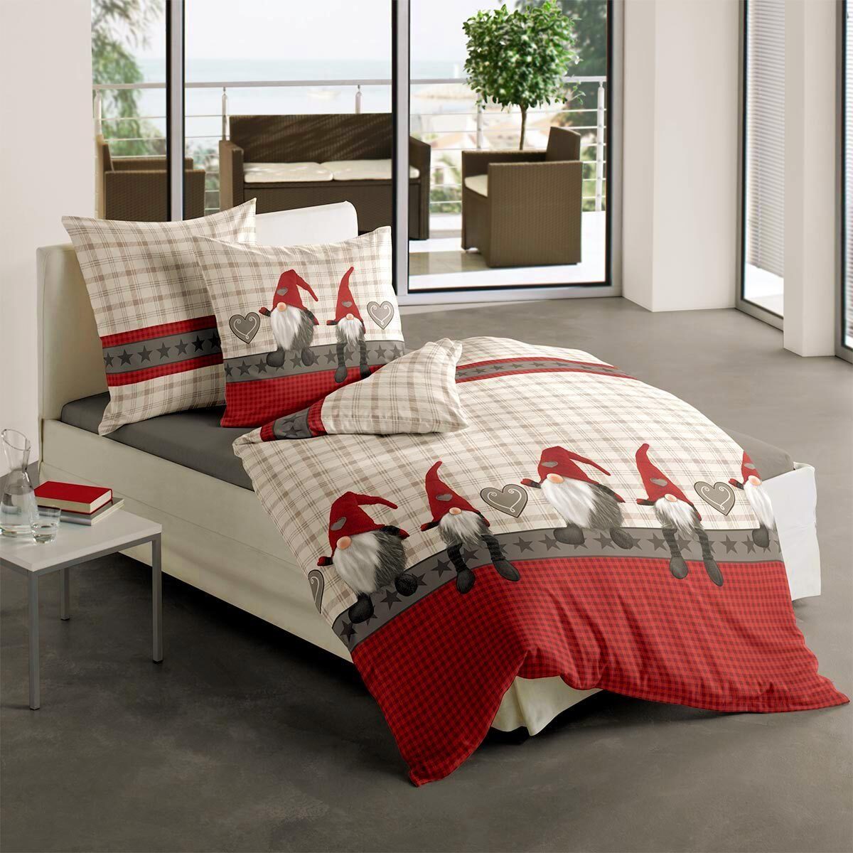 TRAUMSCHLAF Bettwäsche Wichtelmänner, Biber, 2 teilig, mit weihnachtlichem günstig online kaufen