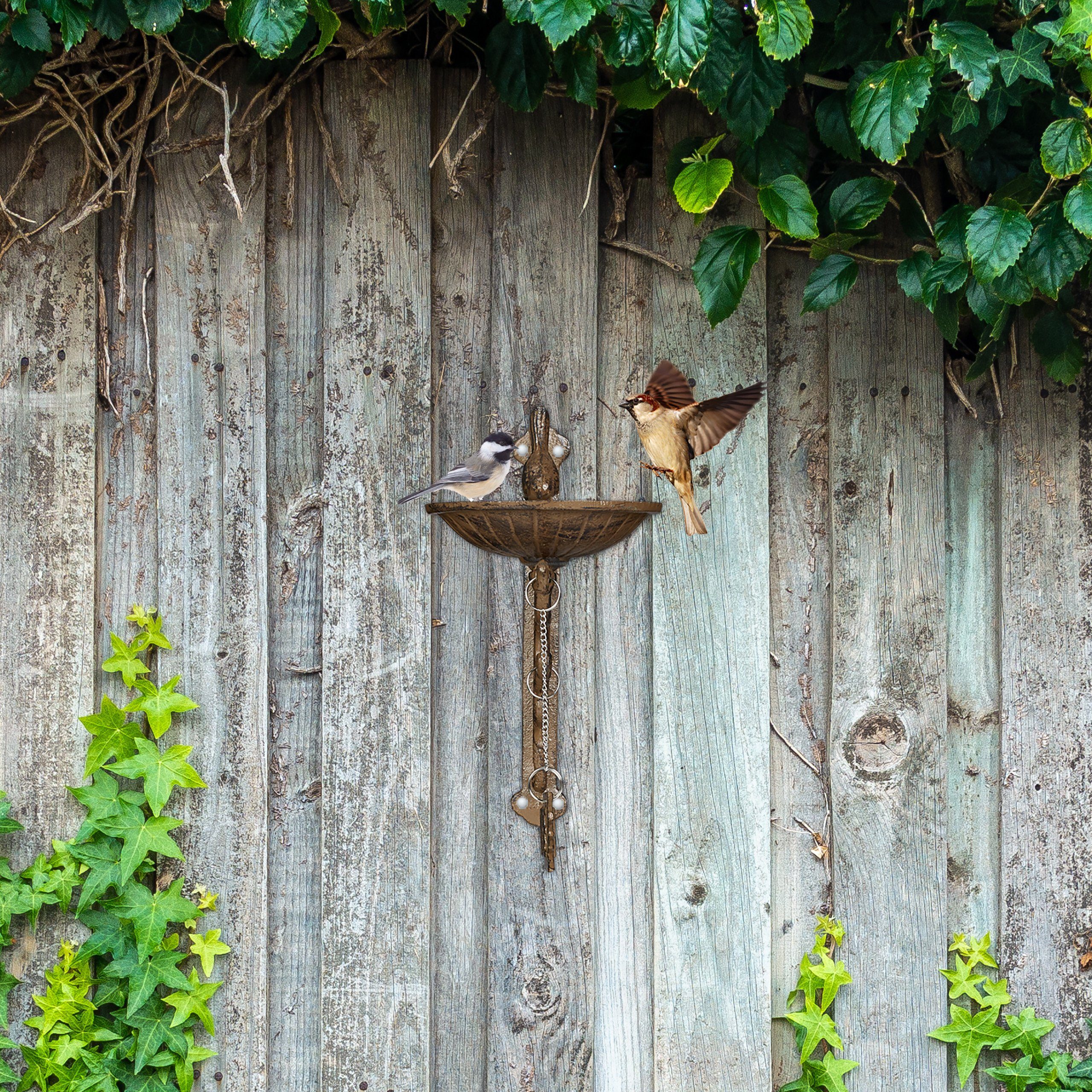 relaxdays Vogeltränke Gusseisen WELCOME