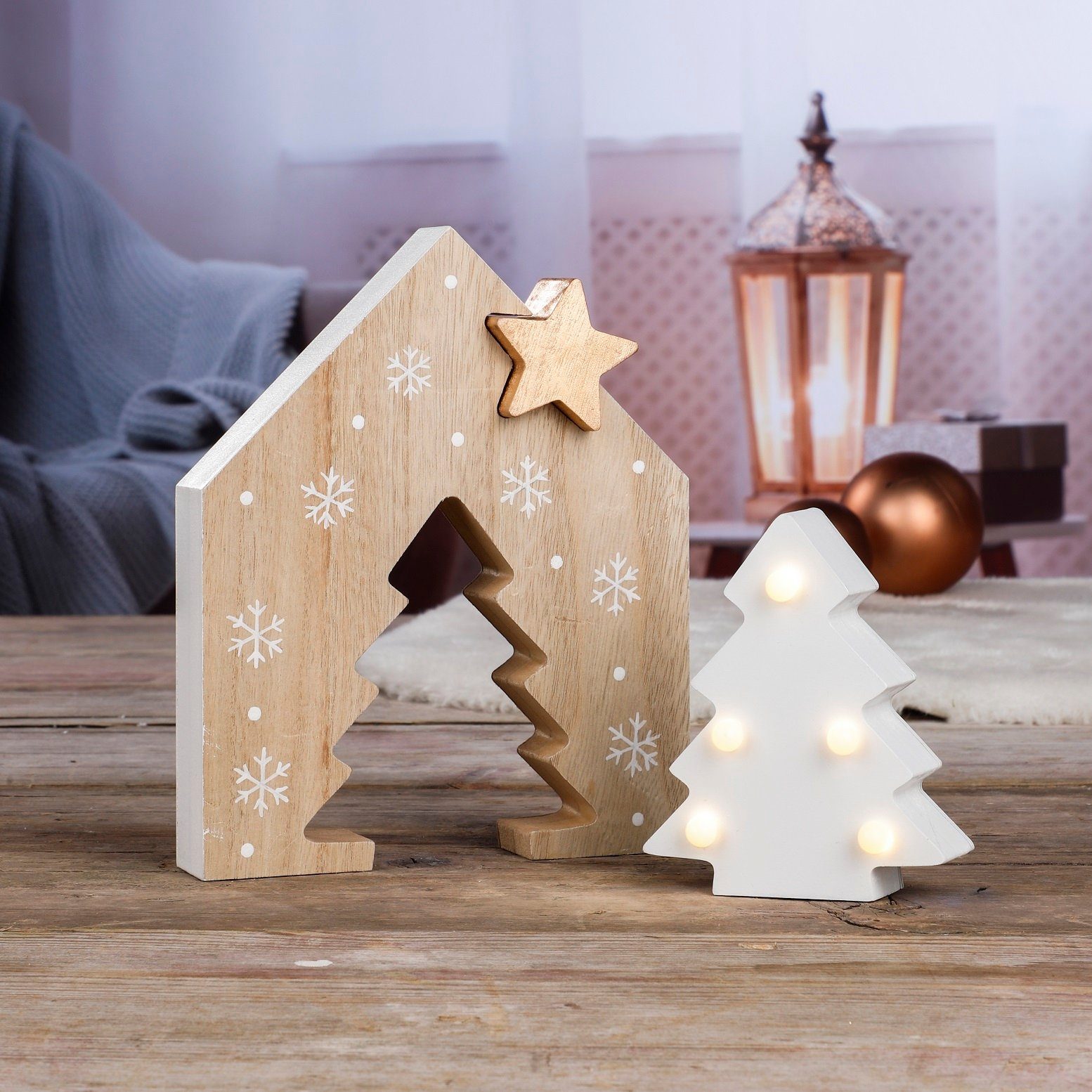 GartenHero Weihnachtsszene Weihnachtliche Holzdekoration LED Weihnachten Ho günstig online kaufen