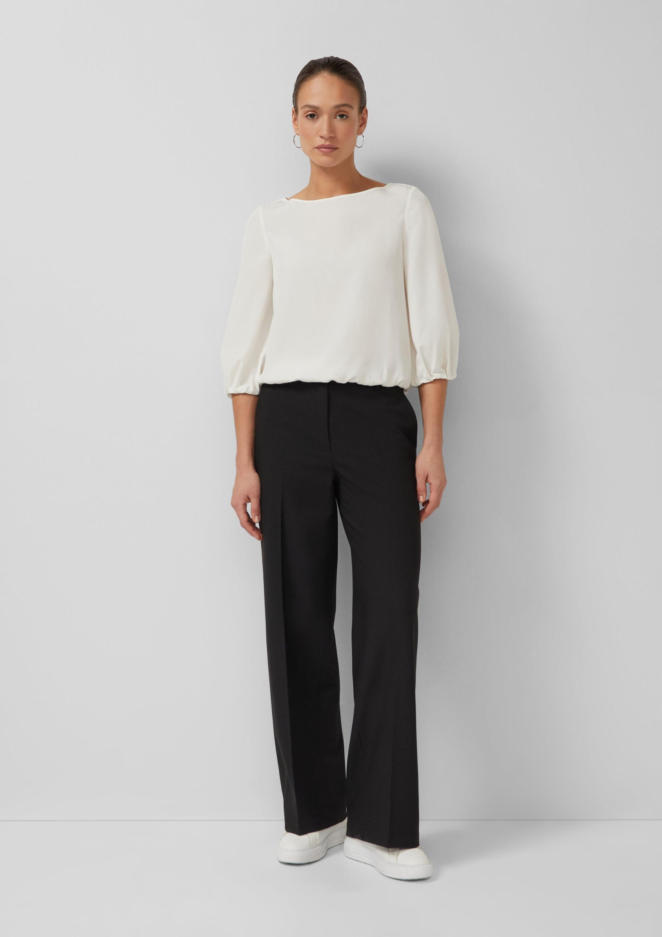 s.Oliver Kurzarmbluse Bluse Modalmix-Bluse mit U-Boot-Ausschnitt und Gummibündchen