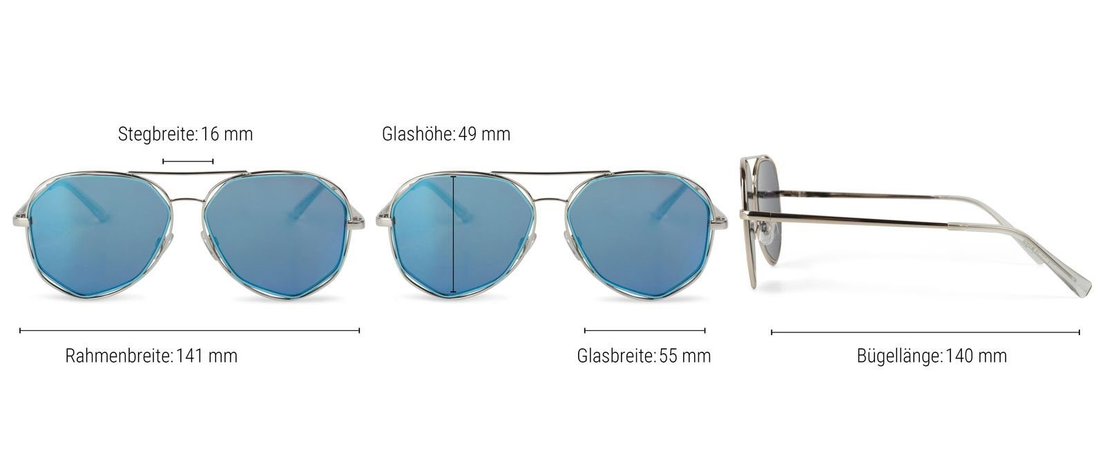 Gold Sonnenbrille Grün-Blau Glas (1-St) Verspiegelt verspiegelt / styleBREAKER Gestell