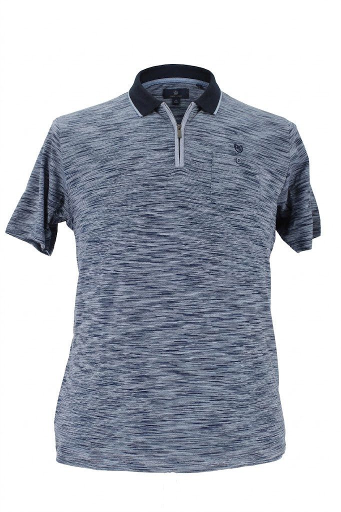 Mode Monte Carlo Poloshirt Monte Carlo Herren Polo-Shirt Blau Meliert ? Kurzarm Poloshirt mit Rei
