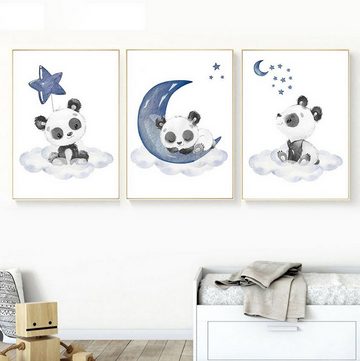 TPFLiving Kunstdruck (OHNE RAHMEN) Poster - Leinwand - Wandbild, Mond, Sterne, Wolken für Kinderzimmer - (Mädchenzimmer, Babyzimmer, Jungenzimmer, Kindergarten), Farben: rosa, pink - Größe: 10x15cm