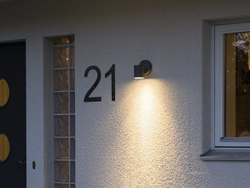 KONSTSMIDE LED Außen-Wandleuchte, LED wechselbar, warmweiß, Fassadenbeleuchtung Haus-wand, Terrassenleuchten Schwarz, H: 12cm