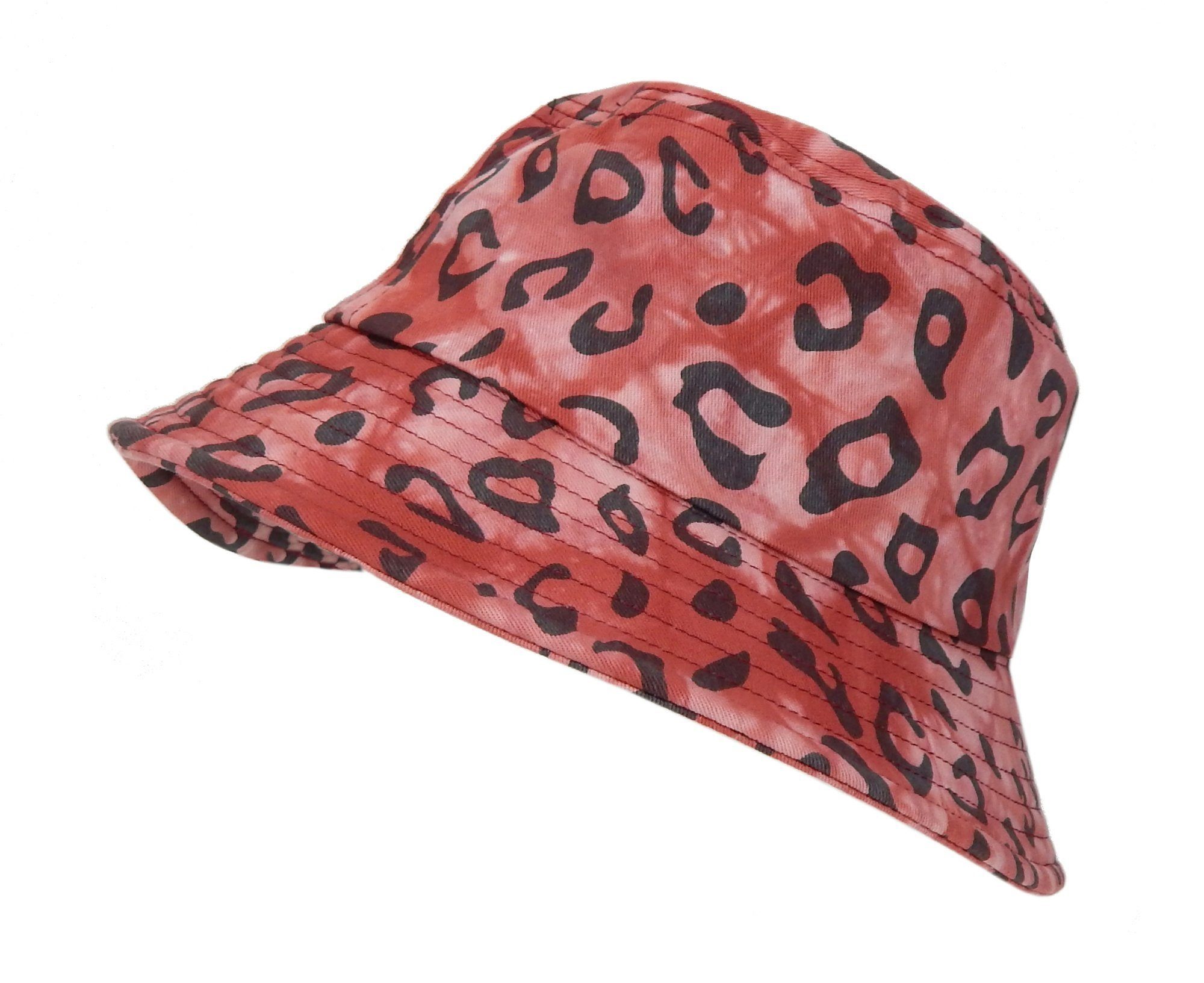 Ella Jonte Sonnenhut Bucket Hat rot schwarz Leopard Camouflage 54 - 56