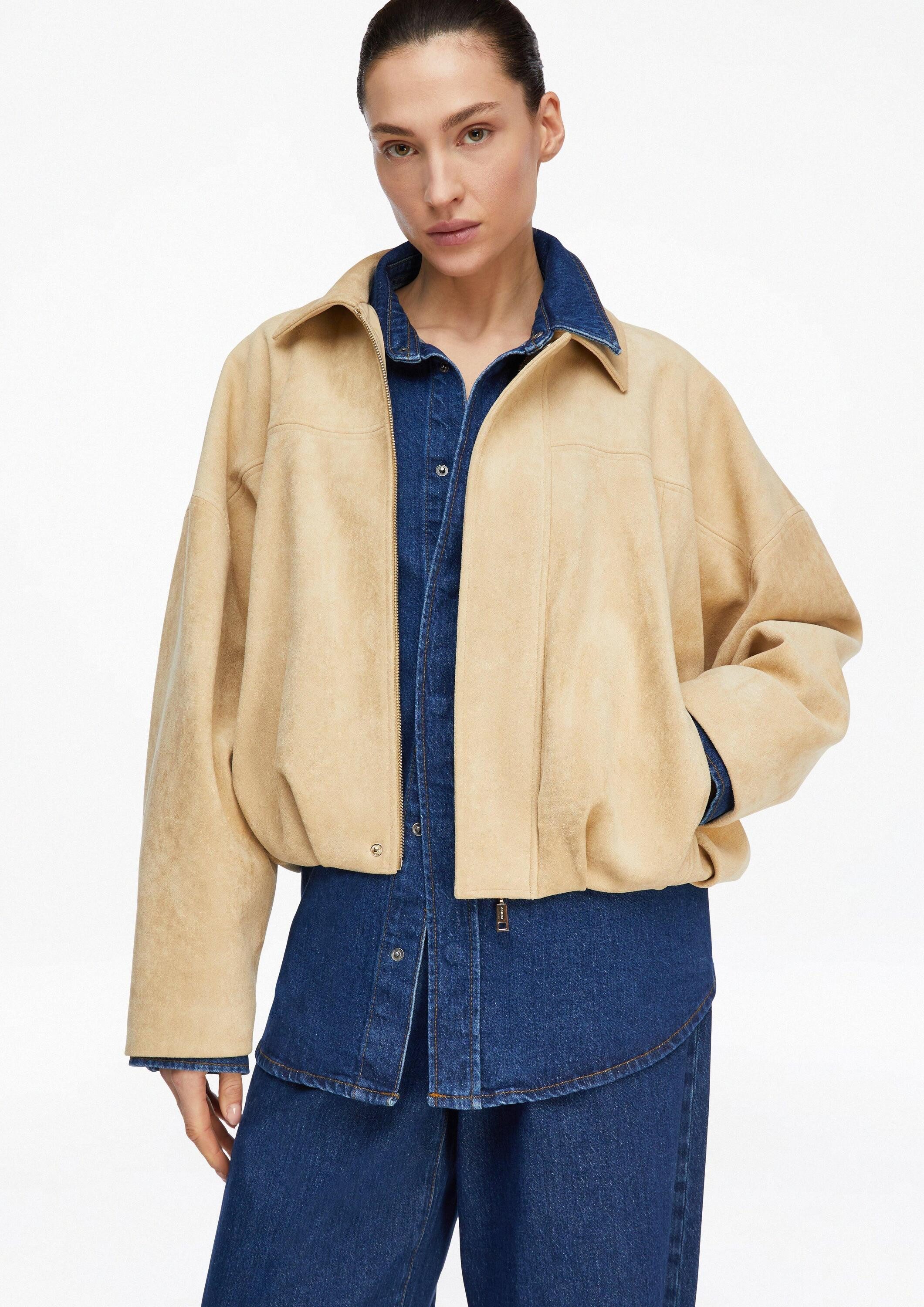 comma Funktionsjacke Indoor-Jacke Blouson in Velours-Optik