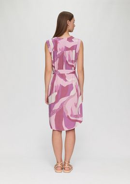 QS Minikleid Kurzes Kleid mit Stoffgürtel und All-over-Print