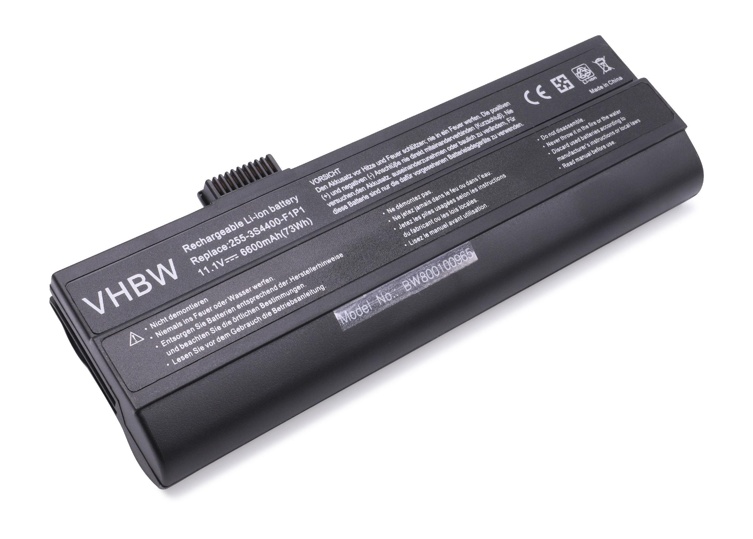 vhbw Akku Ersatz für BP255 23-VG5F1F-4A, UN259 für Notebook, Netbook (6600 Laptop-Akku Akku Li-Ion 6600 mAh (11,1 V, 1 St), Leistungsfähiger Austausch-Akku für Notebook, Wiederaufladbar, Jede