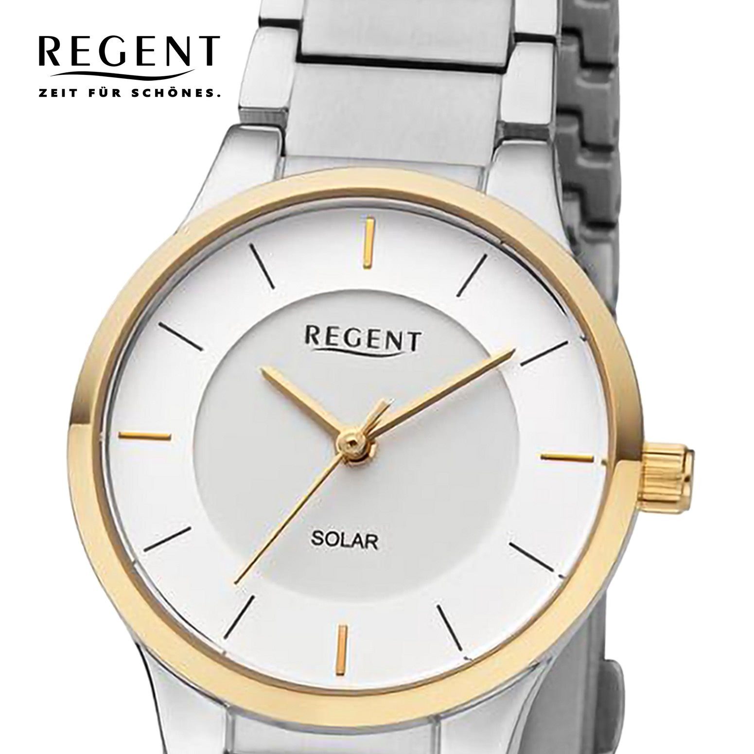 Regent Quarzuhr Regent Damen Armbanduhr Analog, (Analoguhr), Damen Armbanduhr rund, extra groß (ca. 28mm), Metallarmband