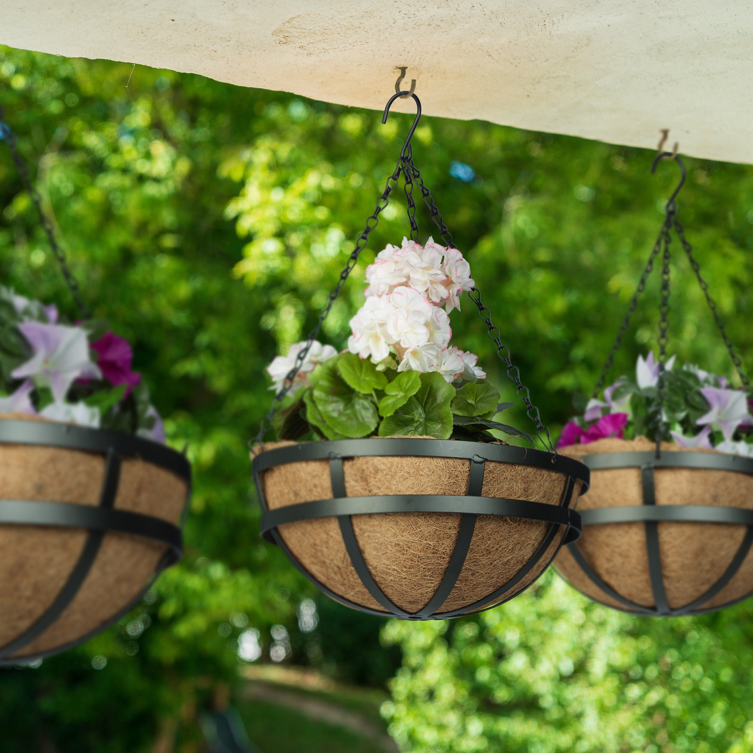 relaxdays Blumenampel 3er Set mit Kokoseinlage günstig online kaufen