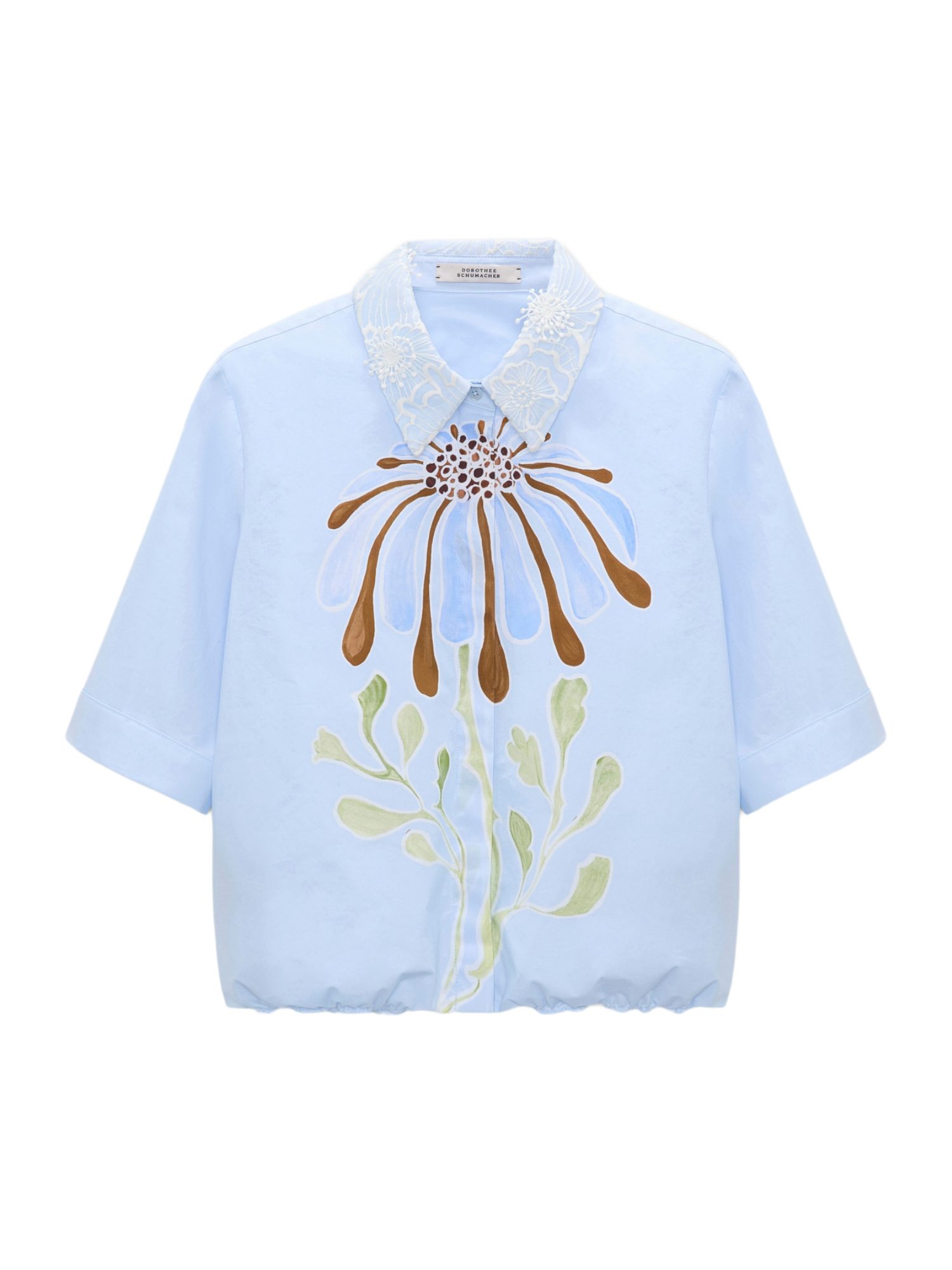 DOROTHEE SCHUMACHER Blusenshirt blau,Casual,Baumwolle,Floral,Hemdblusenkragen,Kurz,Casual Fit