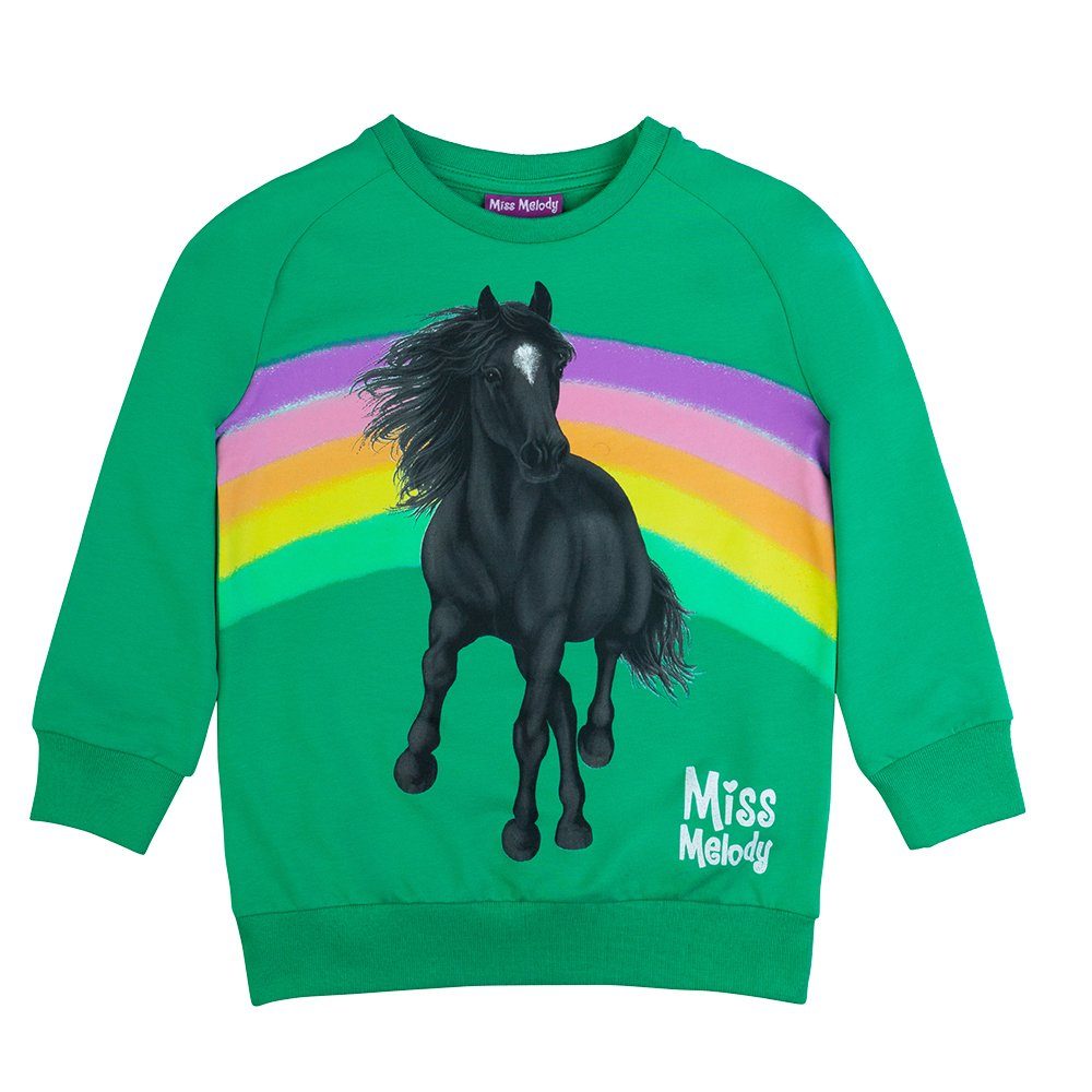 Pferd Melody mint grün Miss Schwarzes Sweatshirt Melody (1-tlg) Miss Pullover Sweatshirt