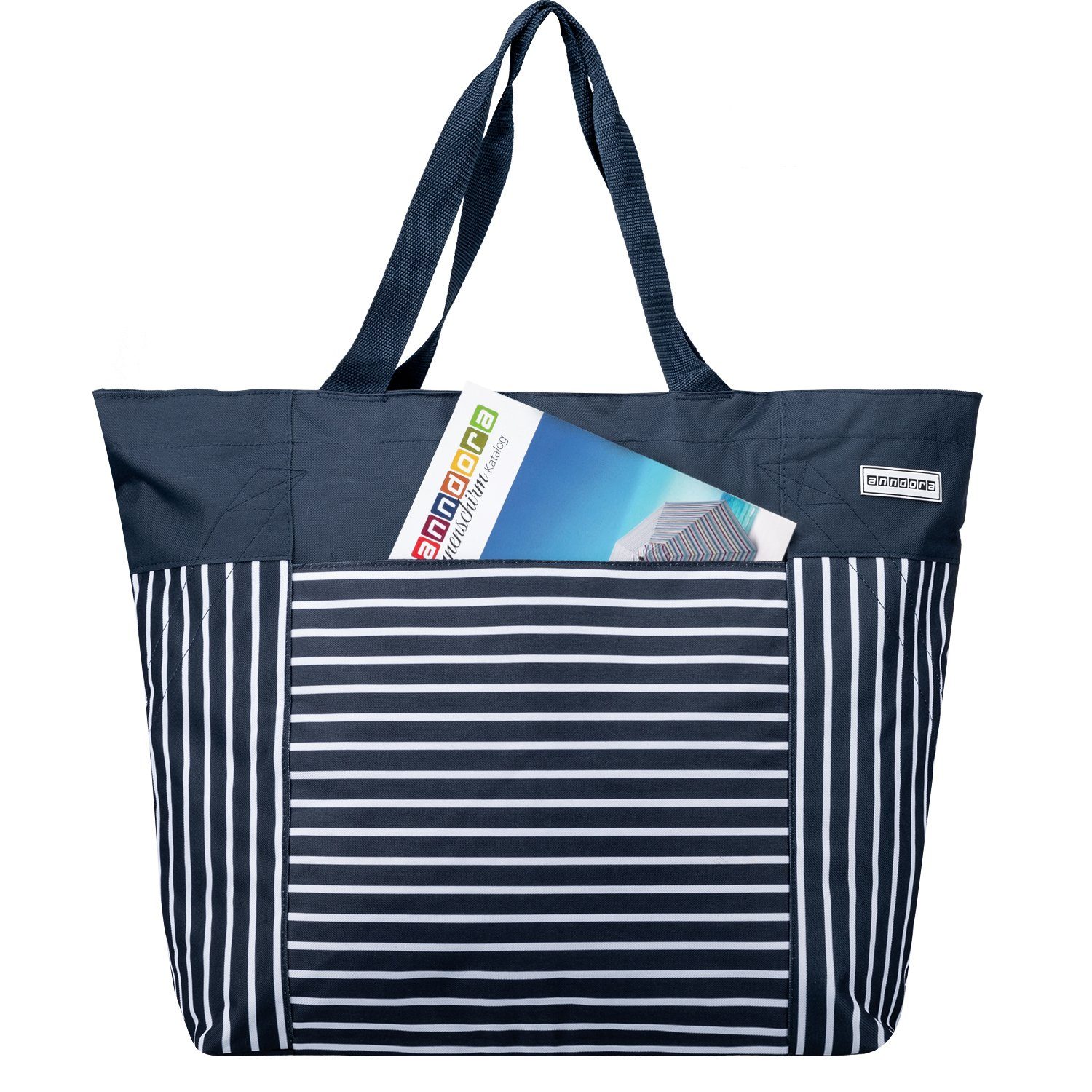 anndora XL-Strandtasche Schultertasche Freizeittasche 40 Liter, Geräumig – Stabil – Mit Reißverschluss – Innen- & Außenfach – Bild 5 von 5