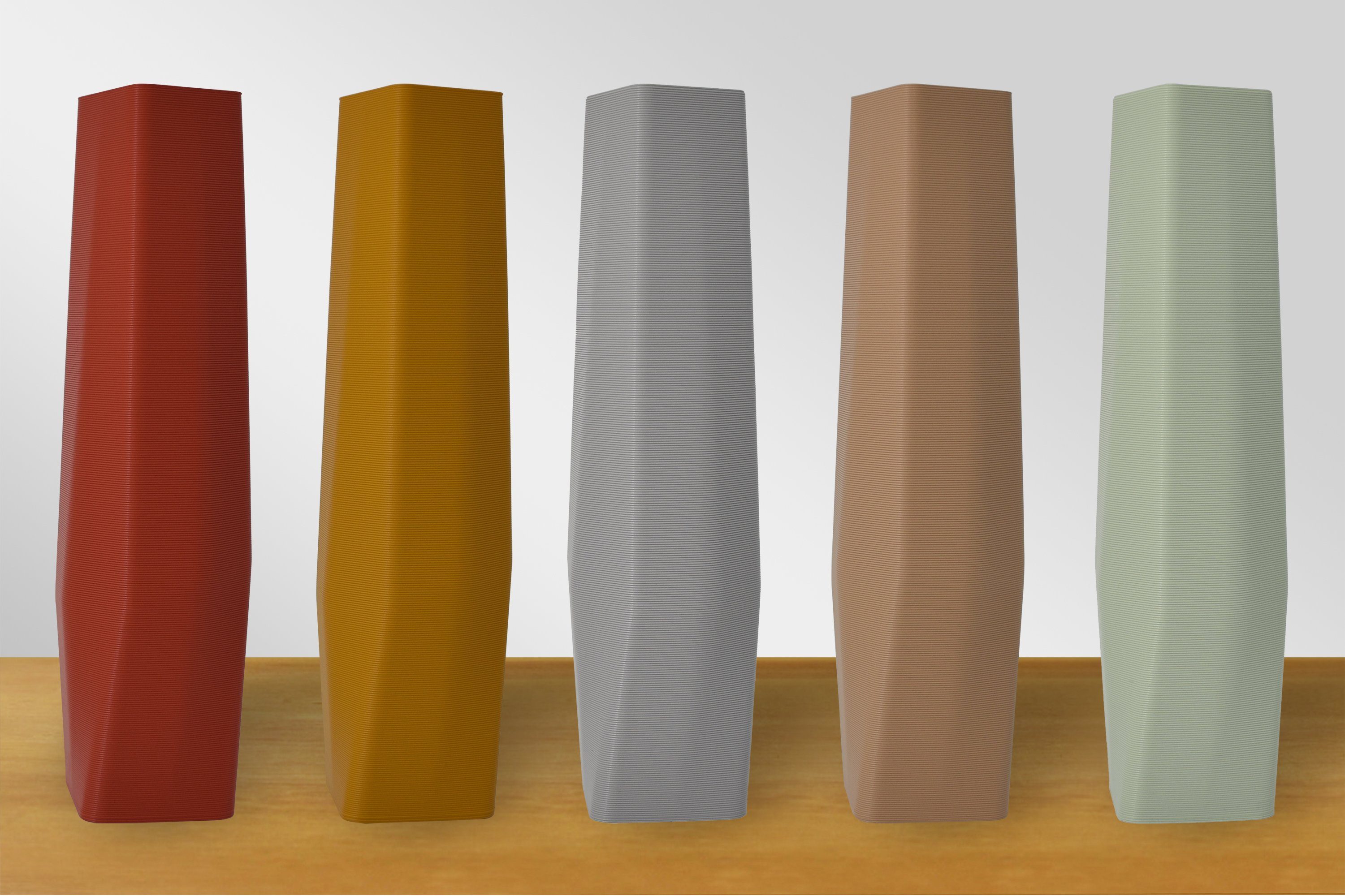 - Shapes the (gelb) Ocker - Vasen, viele 100% Materials square vase innerhalb Vase), Decorations Struktur Dekovase Leichte 3D-Druck (basic), 1 (Rillung) des (Einzelmodell, Farben, 3D Wasserdicht;