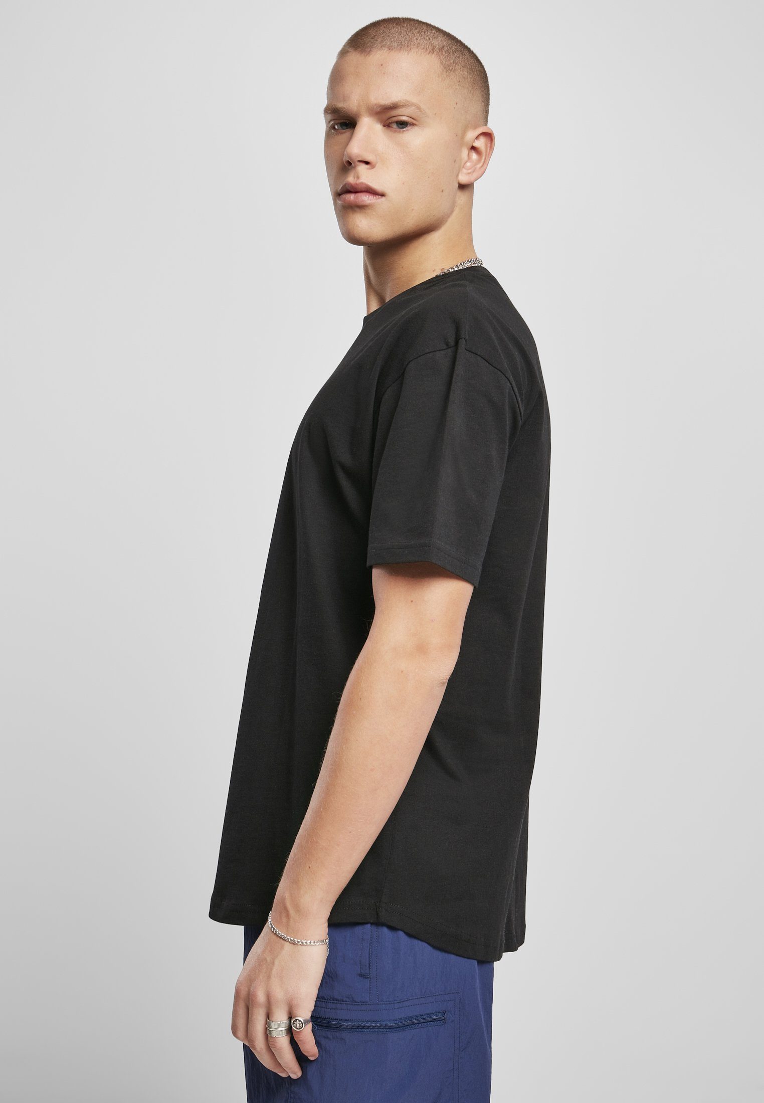 T-Shirt Herren black Cotton CLASSICS 2-Pack black Organic Oversized URBAN (1-tlg) Tee Curved