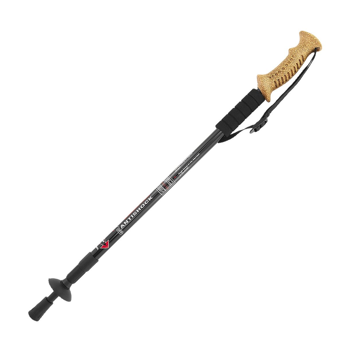 MidGard Nordic-Walking-Stöcke Wanderstоck 65-135cm Teleskop Antischock Stock Korkgriff Dämpfung (1 St), Leicht, mit ergonomischen Korkgriffe