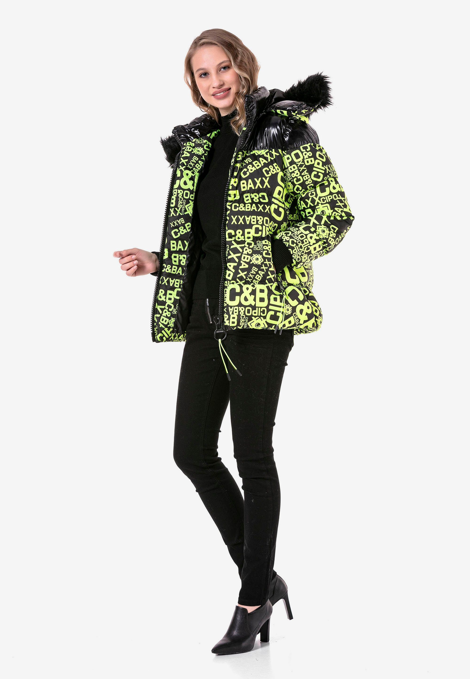 neongrün mit Steppjacke Cipo Allover-Print Baxx & modischem