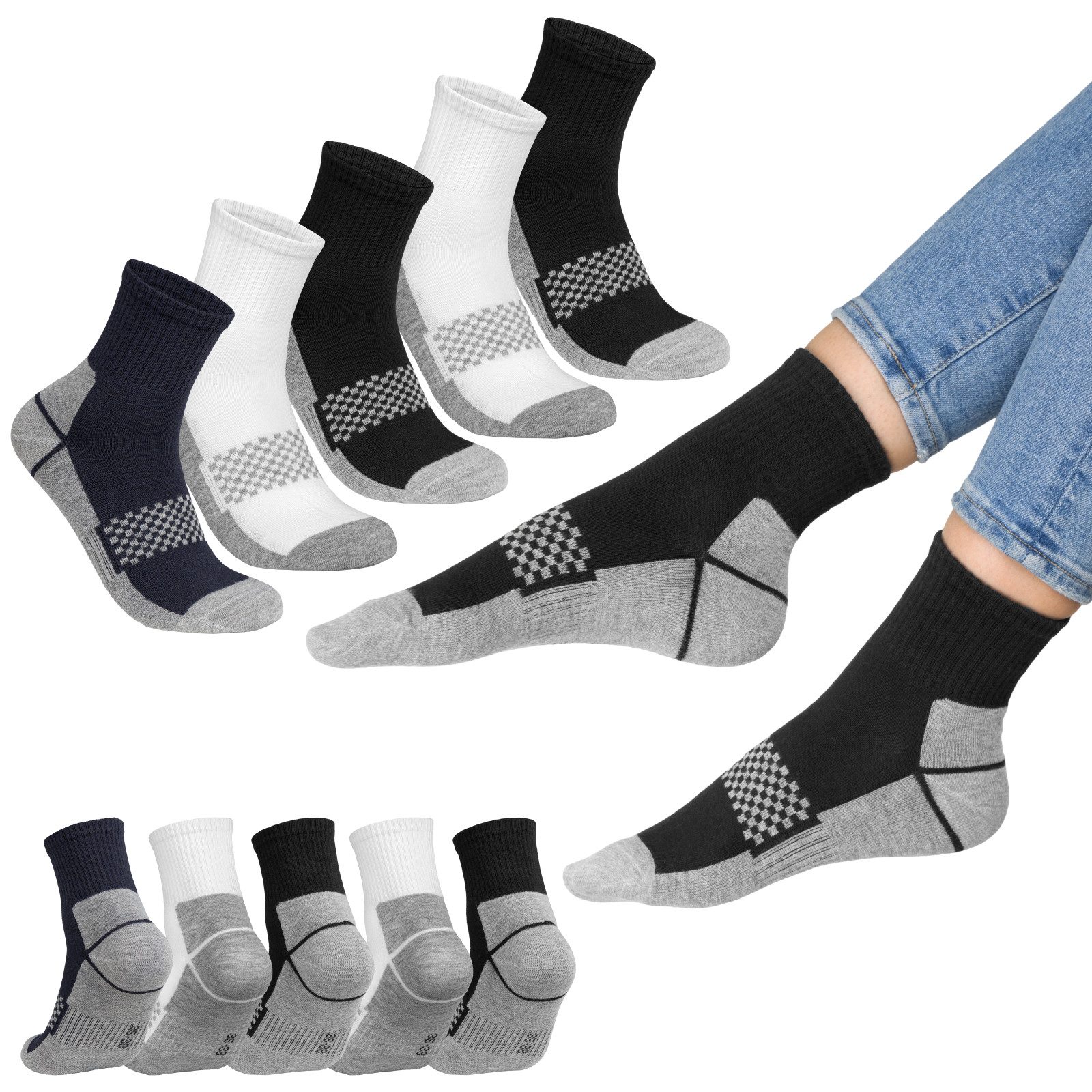 EAAKIE Sportsocken Sport-/Tennissocken Unisex Baumwolle 5/10/20/30 Paar (10-Paar)
