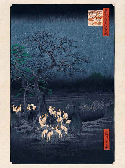 Close Up Kunstdruck Hiroshige Kunstdruck Fox Fires on New Year's Eve at 30 x 40