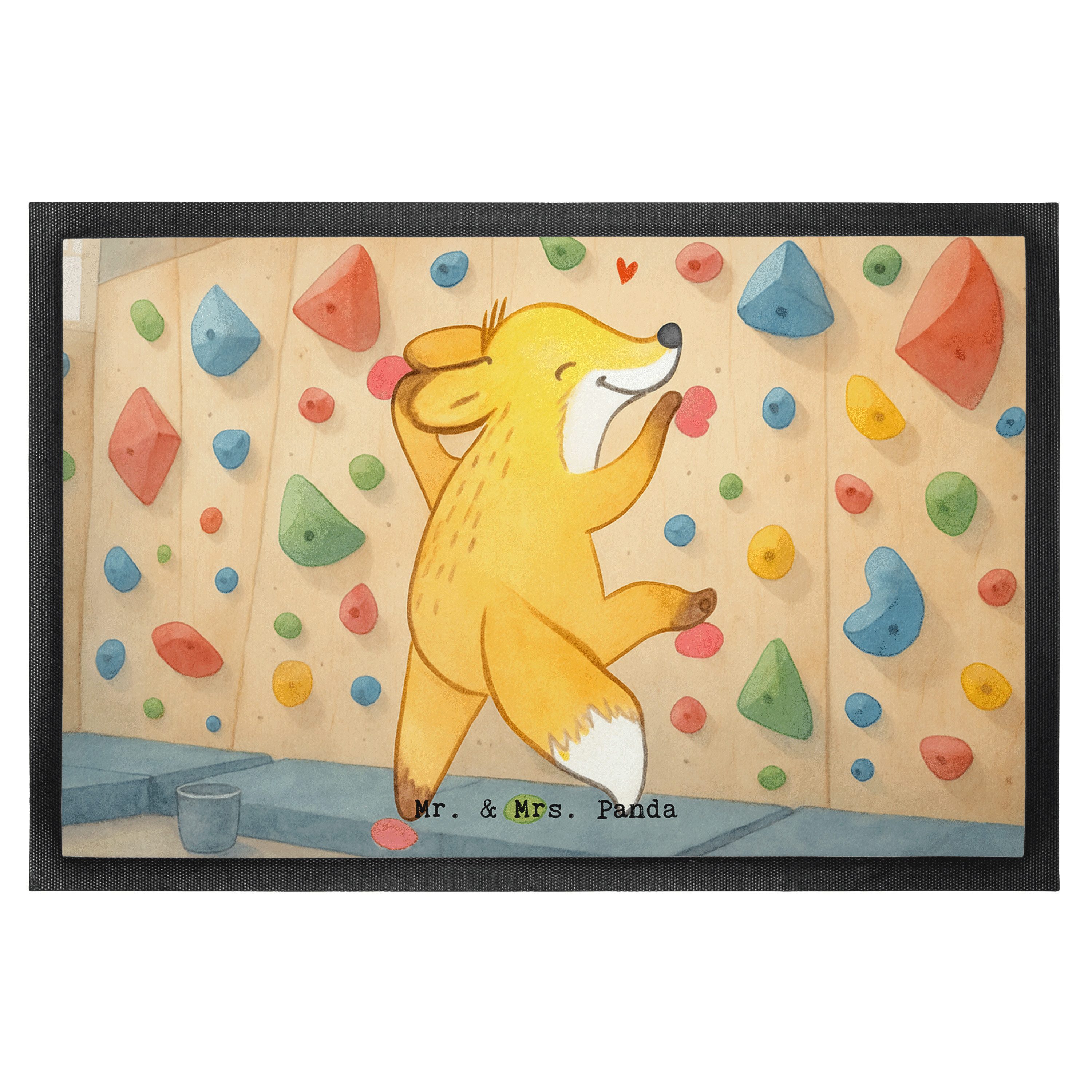 Mr. & Mrs. Panda Fußmatte Fuchs Bouldern Design, Fußabtreter 40 x 60 cm, Weiß, Schmutzmatte, Fu, rechteckig, Höhe: 40 mm, teppichmatte flurmatte hausmatte