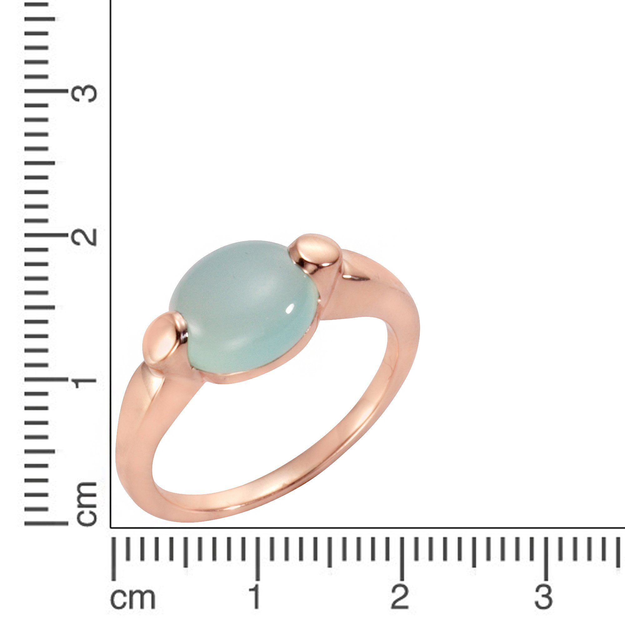 Jamelli Fingerring Silber 925 rosé-vergoldet mit echtem Paraiba Chalcedon 10x8mm