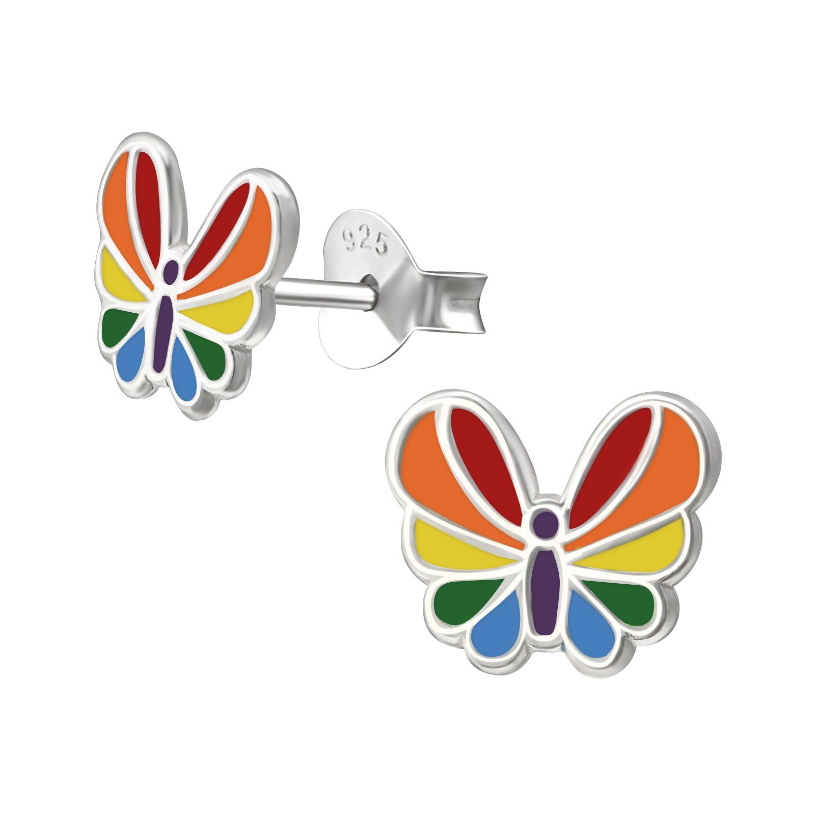 Ohrstecker-Set Ohrstecker Bunter Schmetterling 925 Silber für Kinder