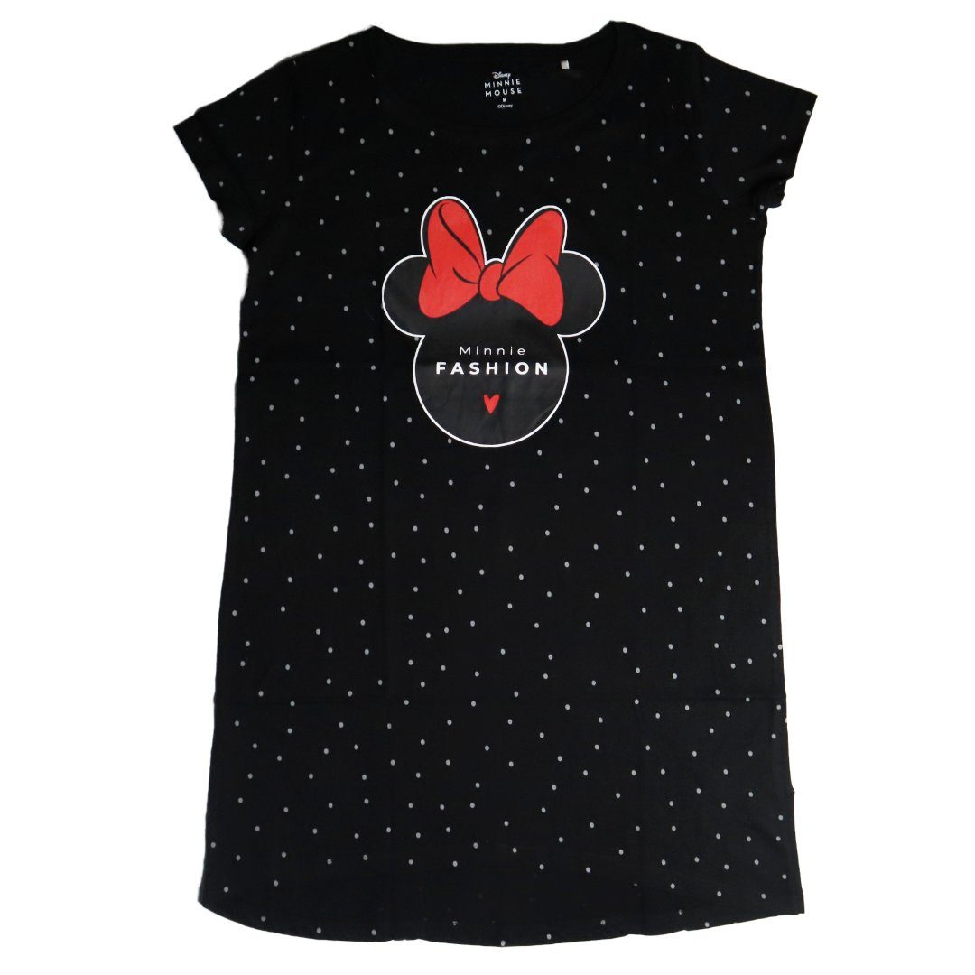 Disney Pyjamaoberteil Disney Minnie Maus Damen kurzarm Schlafshirt Nachthemd Gr. XS bis XL Schwarz