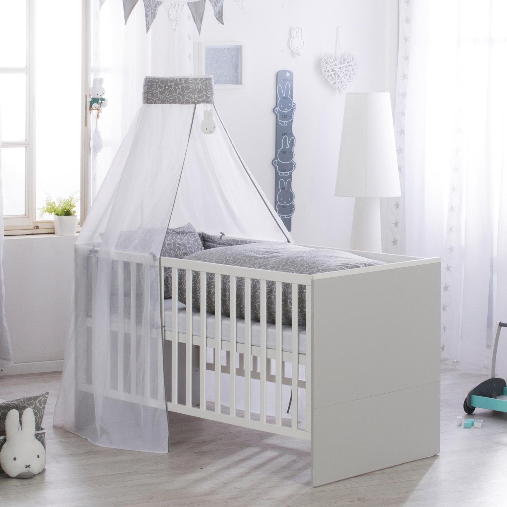 roba® Himmelbettgarnitur miffy®, 4-tlg., mit Bettwäsche, Nestchen und Himmel