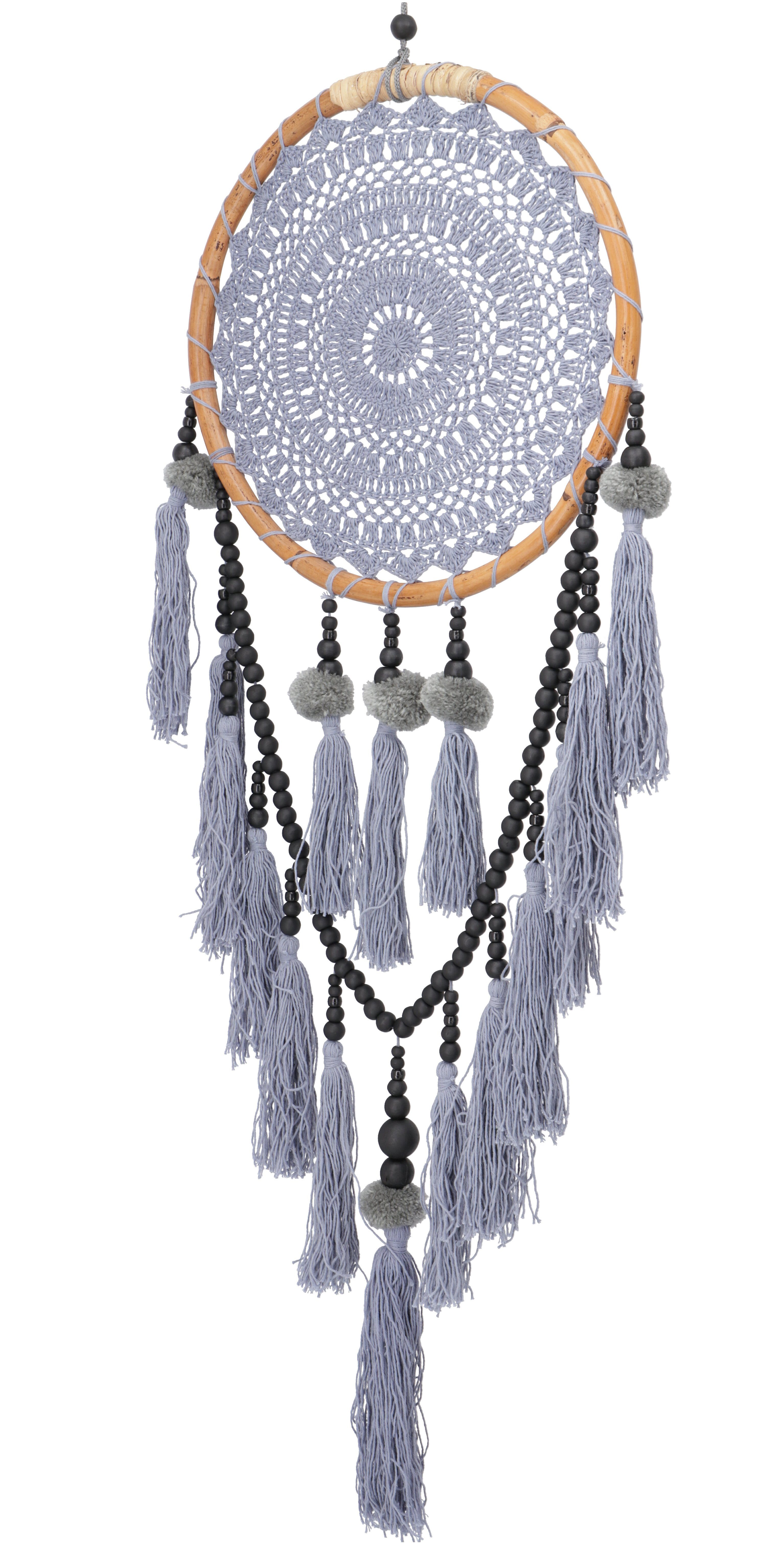 Guru-Shop Dekoobjekt Traumfänger Boho 32 cm - taubenblau