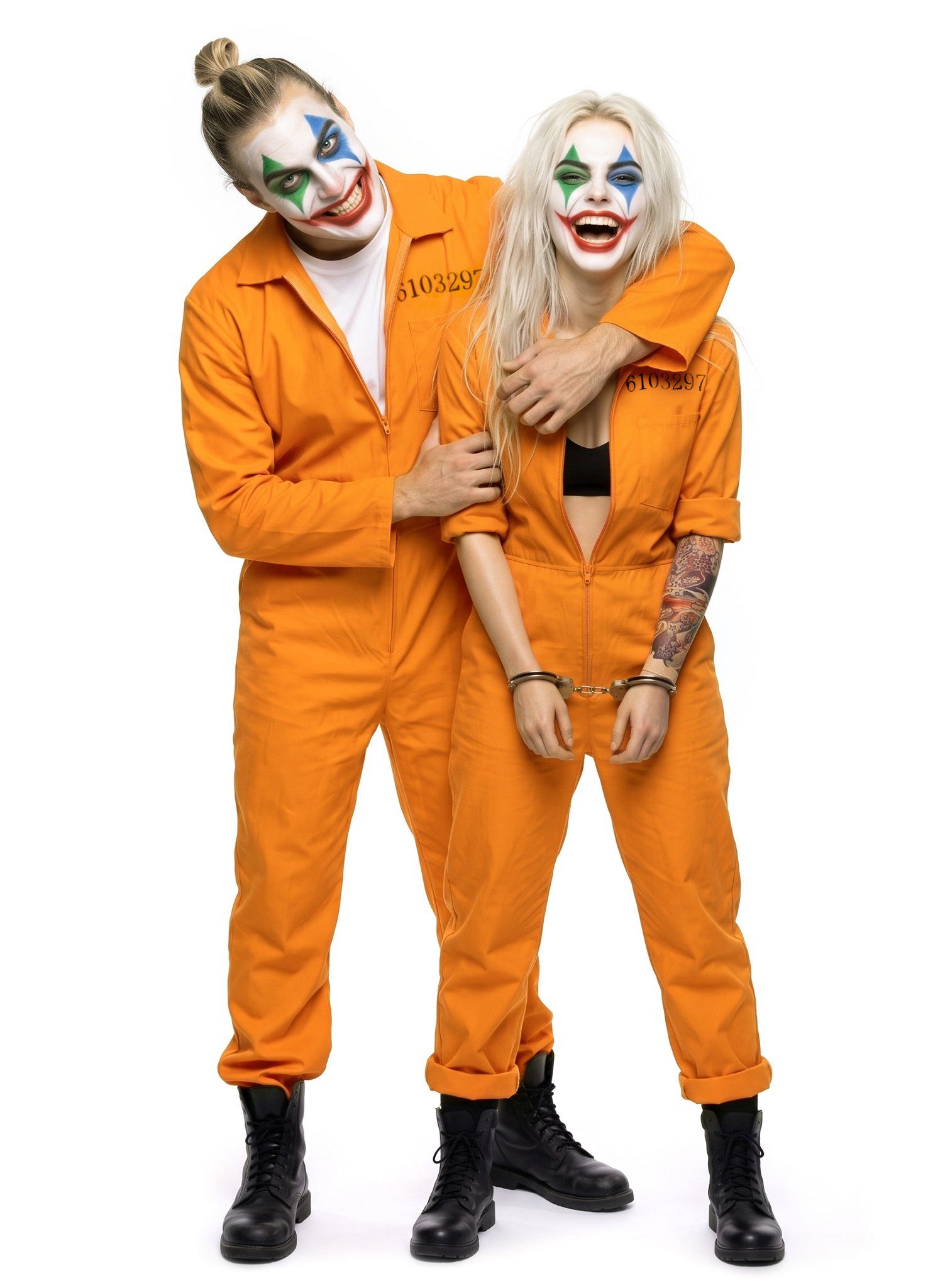 Maskworld Clown-Kostüm Irrer Halloween Clown Häftling Kostüm, Nicht lustig: die Horrorclowns sind aus der Psychiatrie entflohen!