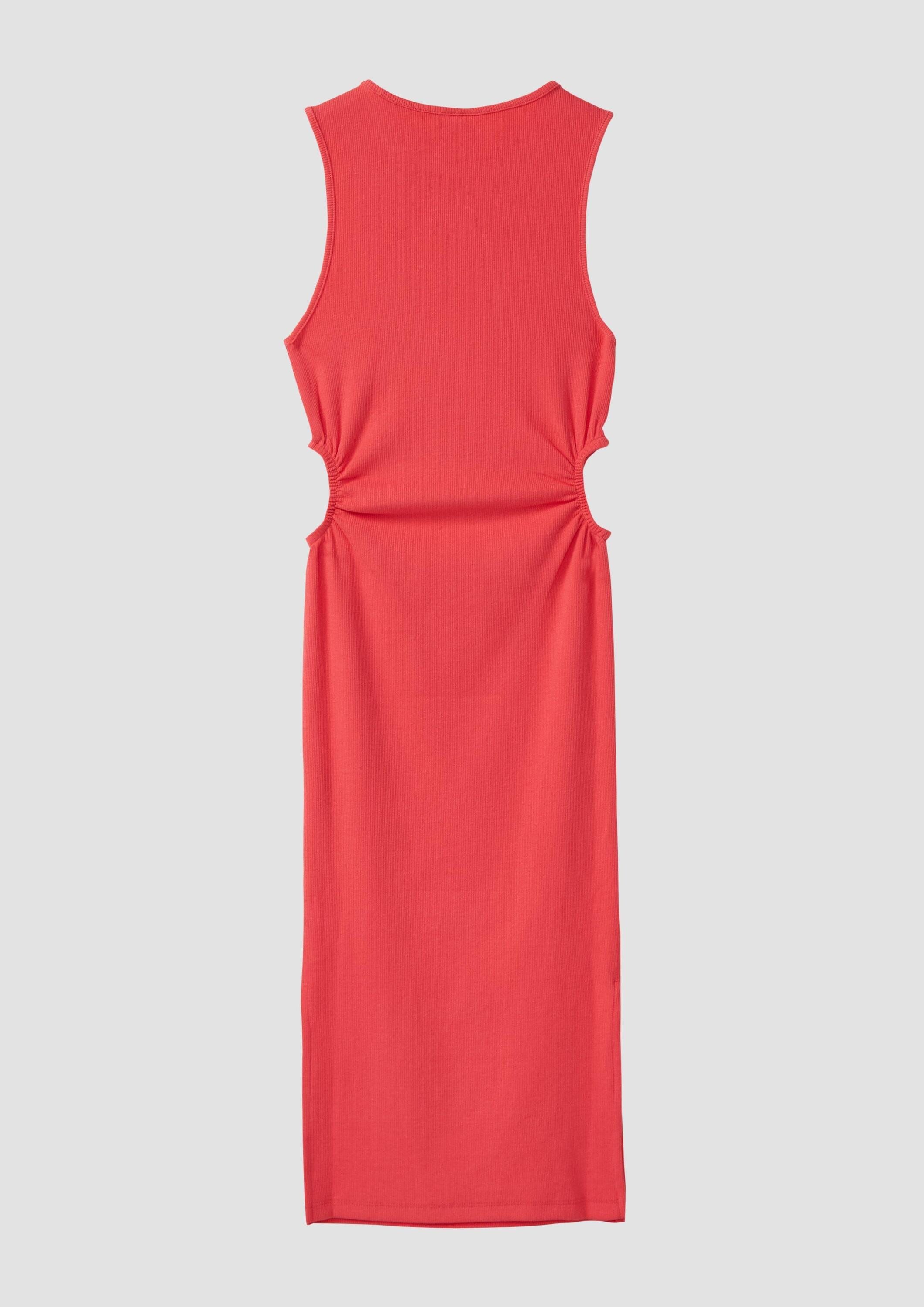 s.Oliver Midikleid Kleid Geripptes Midi-Kleid mit Cut-out und Schlitz